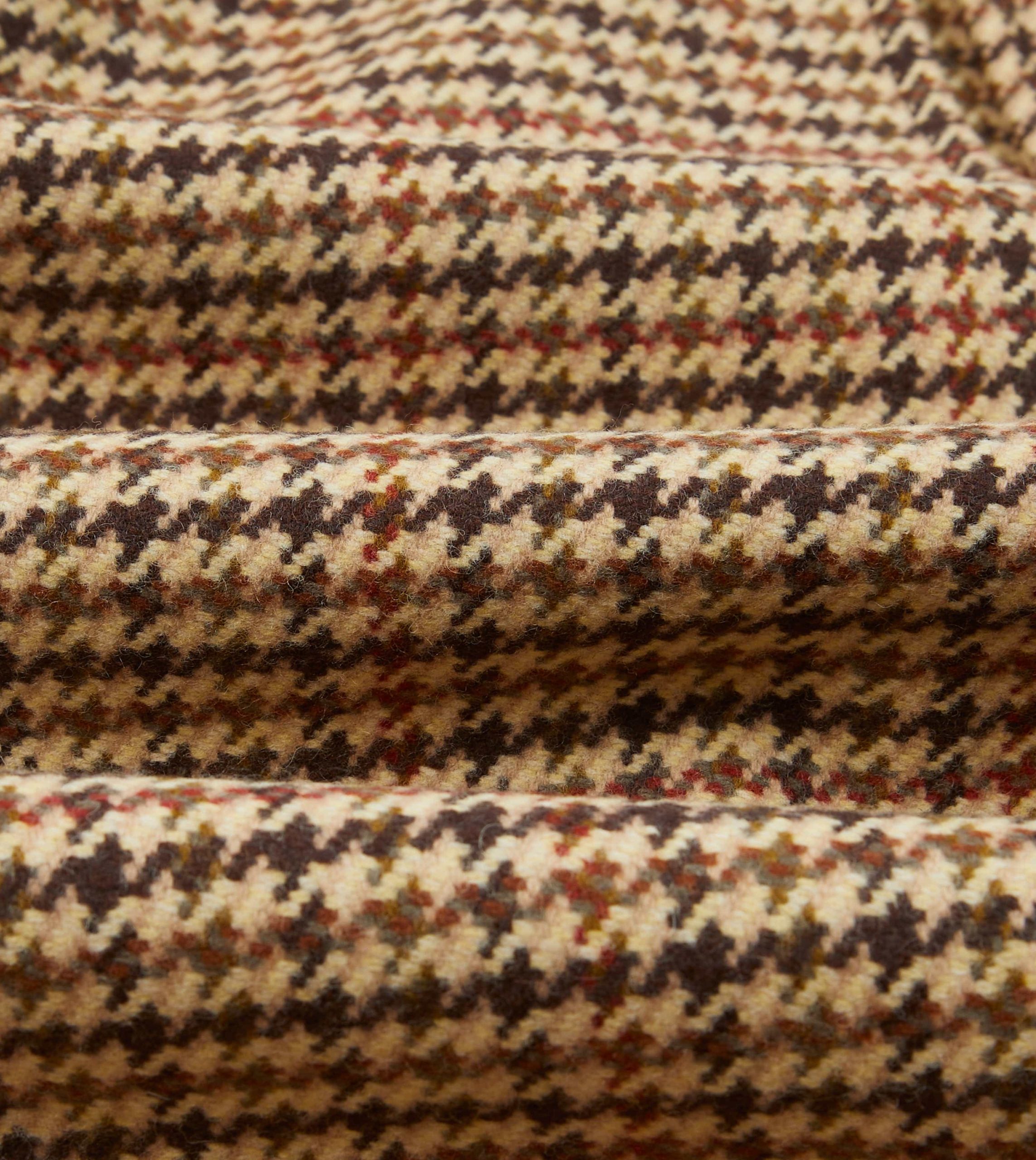 Brown Houndstooth Check Wool Raglan Coat - Image 2