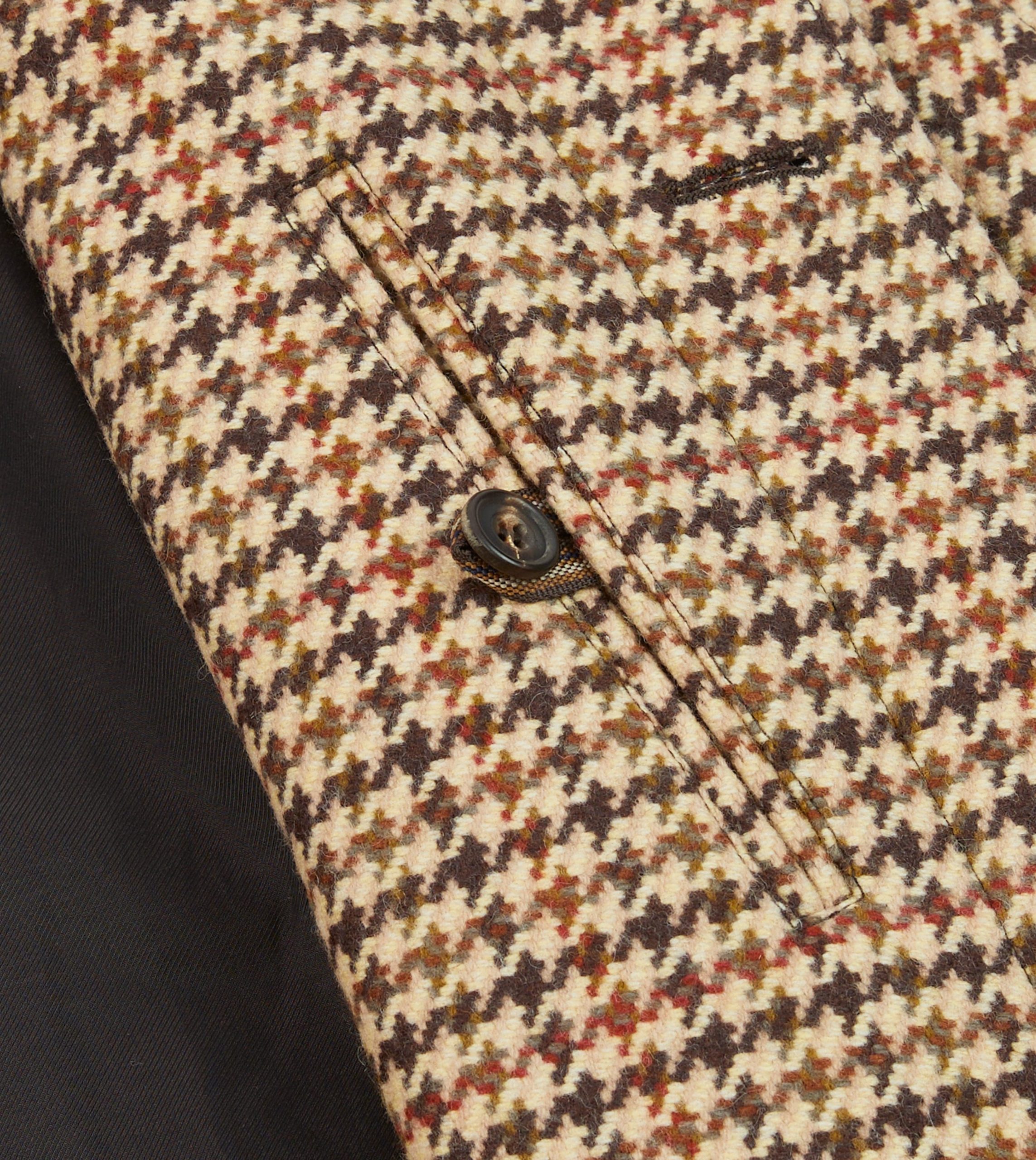 Brown Houndstooth Check Wool Raglan Coat - Image 7