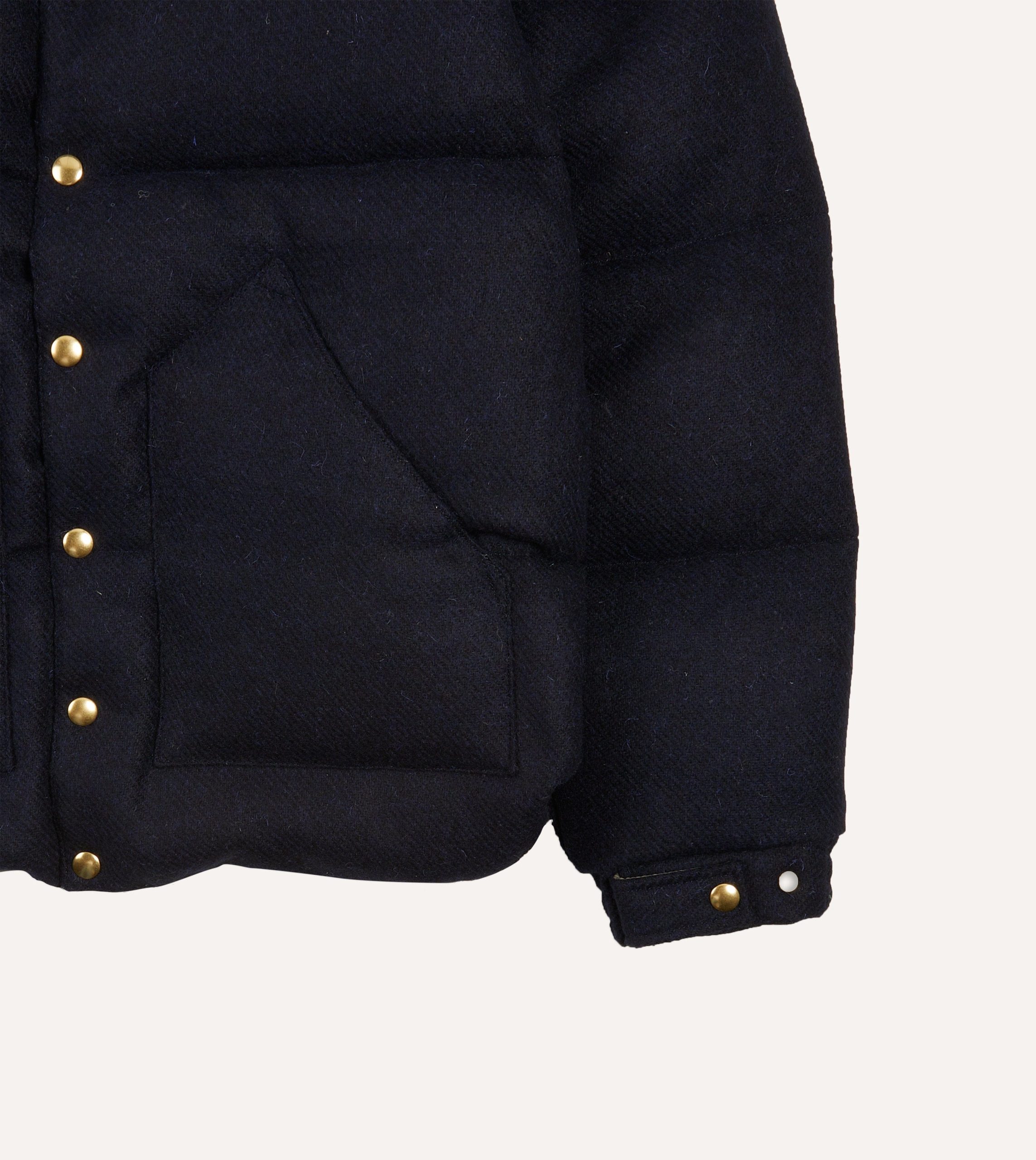 Rocky Mountain Featherbed for Drake's Navy Harris Tweed Leather Christy Down Jacket - Image 4