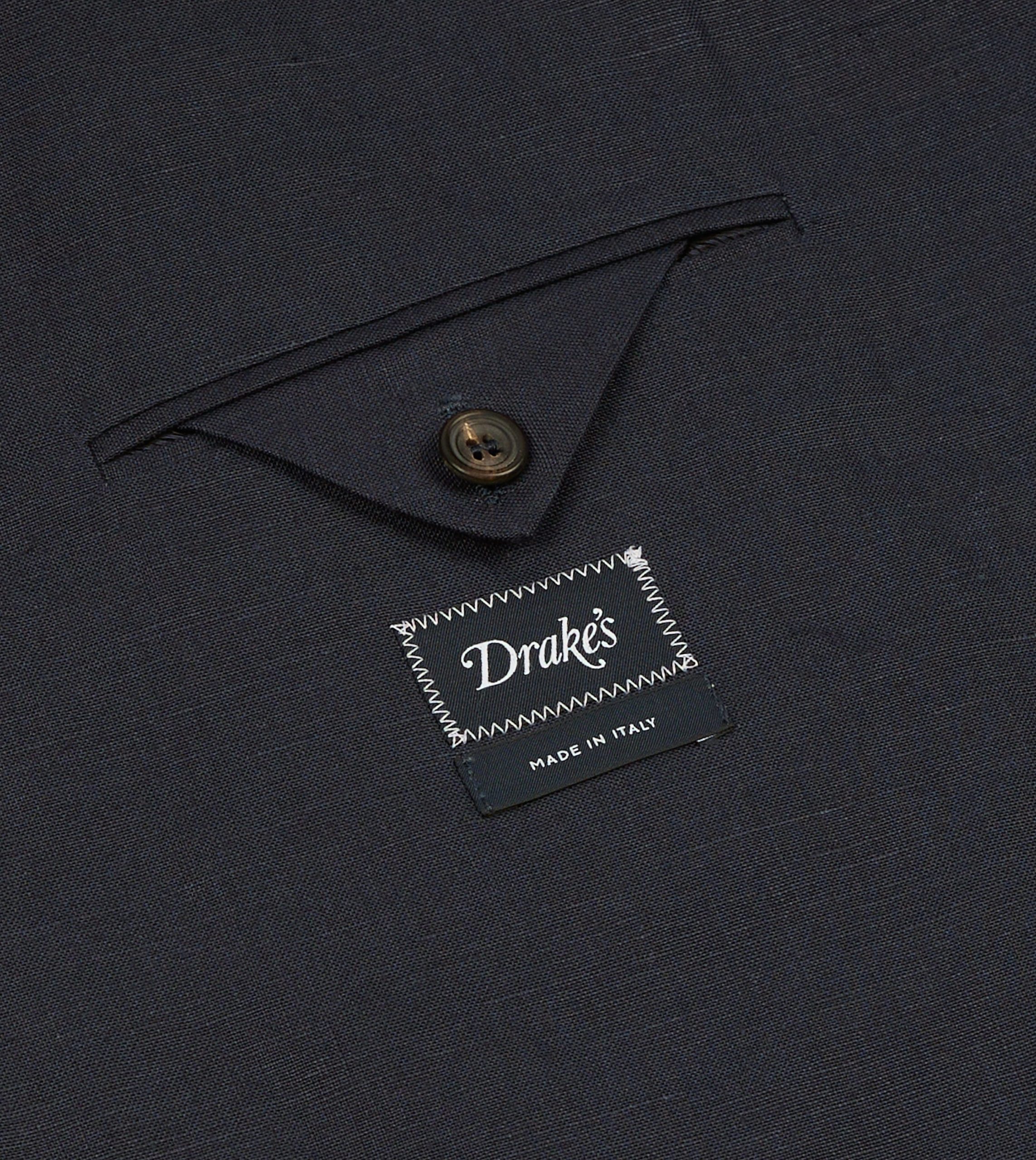 Navy Linen Double-Breasted Tailored Jacket - Image 7