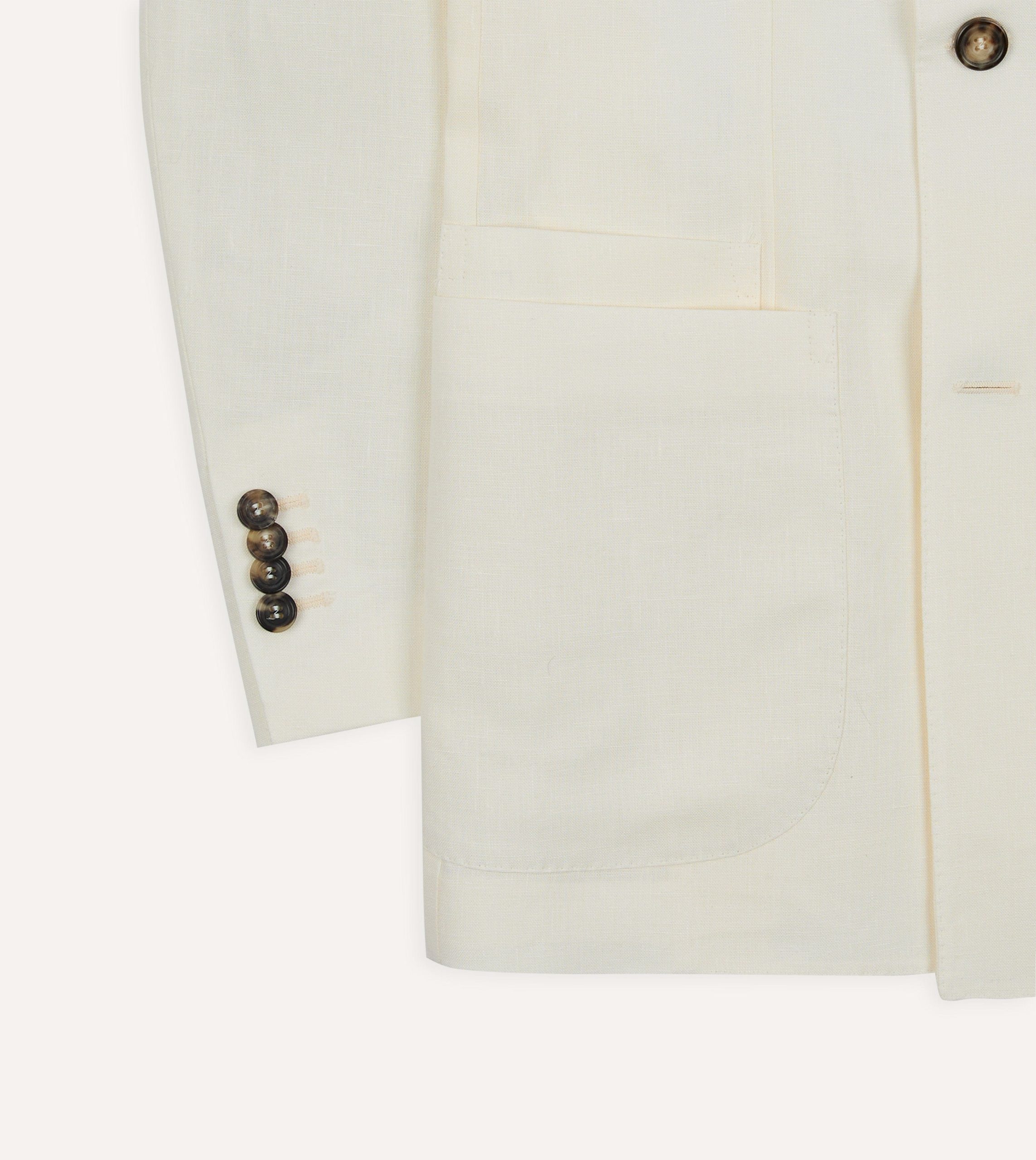 Ecru Linen Double-Breasted Tailored Jacket - Image 6