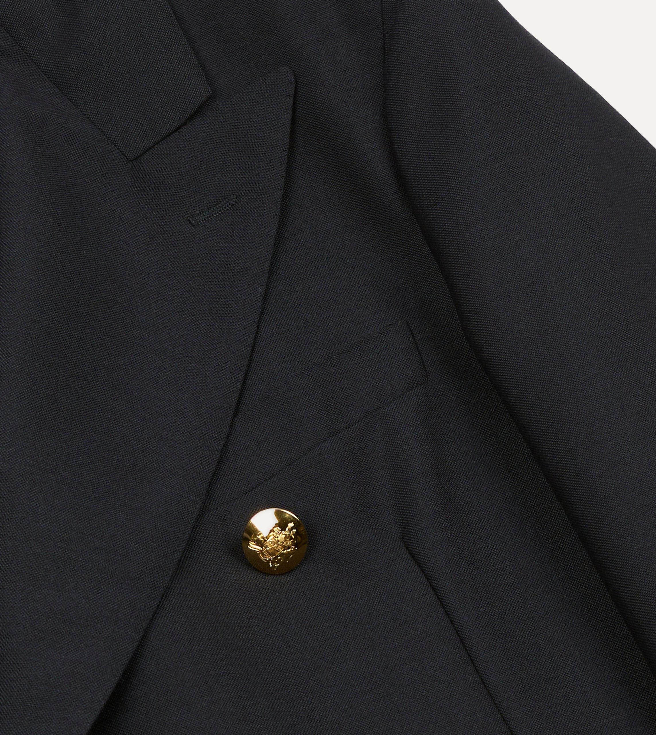 Navy Wool-Mohair Double-Breasted Travel Blazer - Image 4