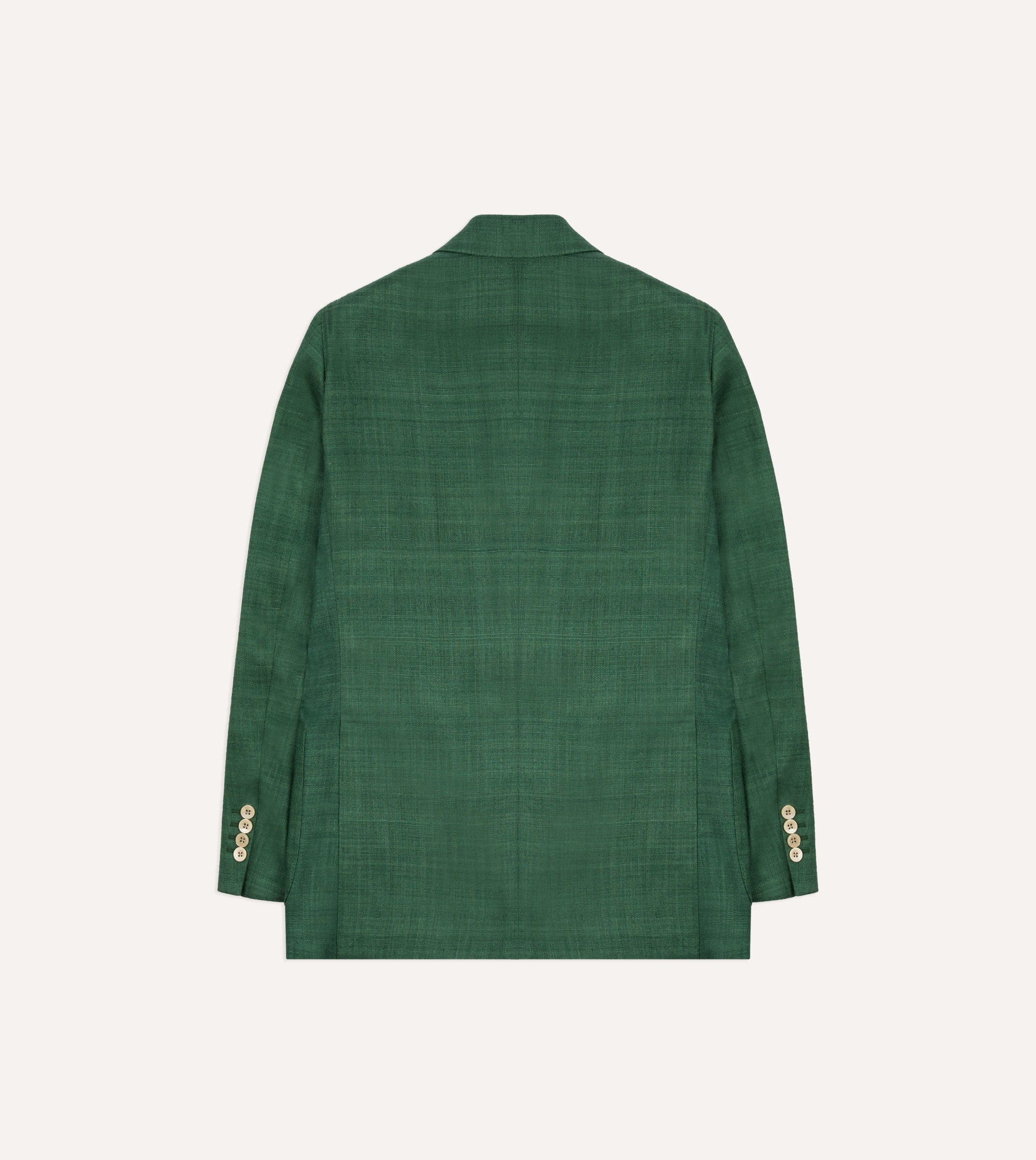 Green Tussah Silk Double-Breasted Evening Jacket - Image 8