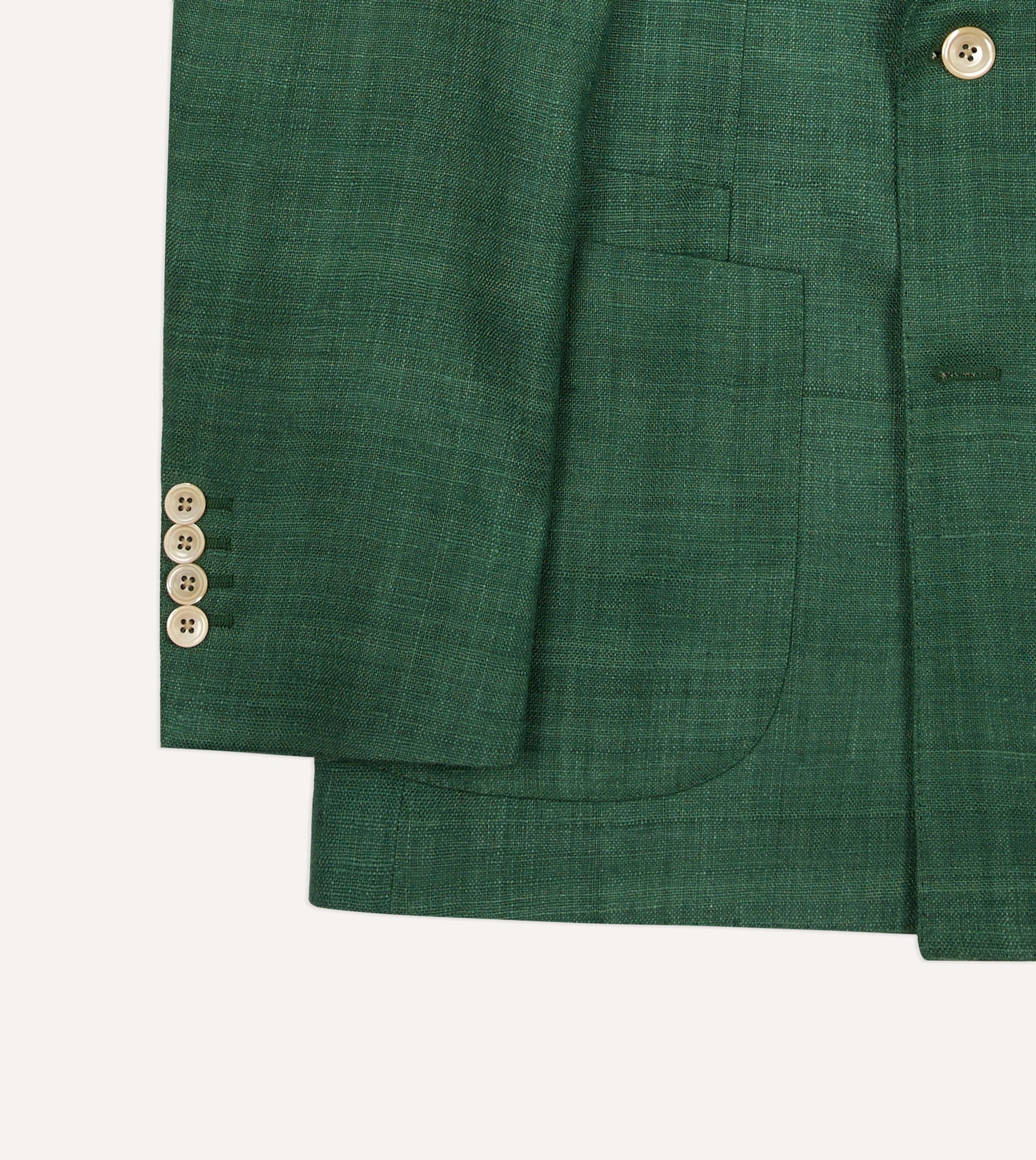 Green Tussah Silk Double-Breasted Evening Jacket - Image 6