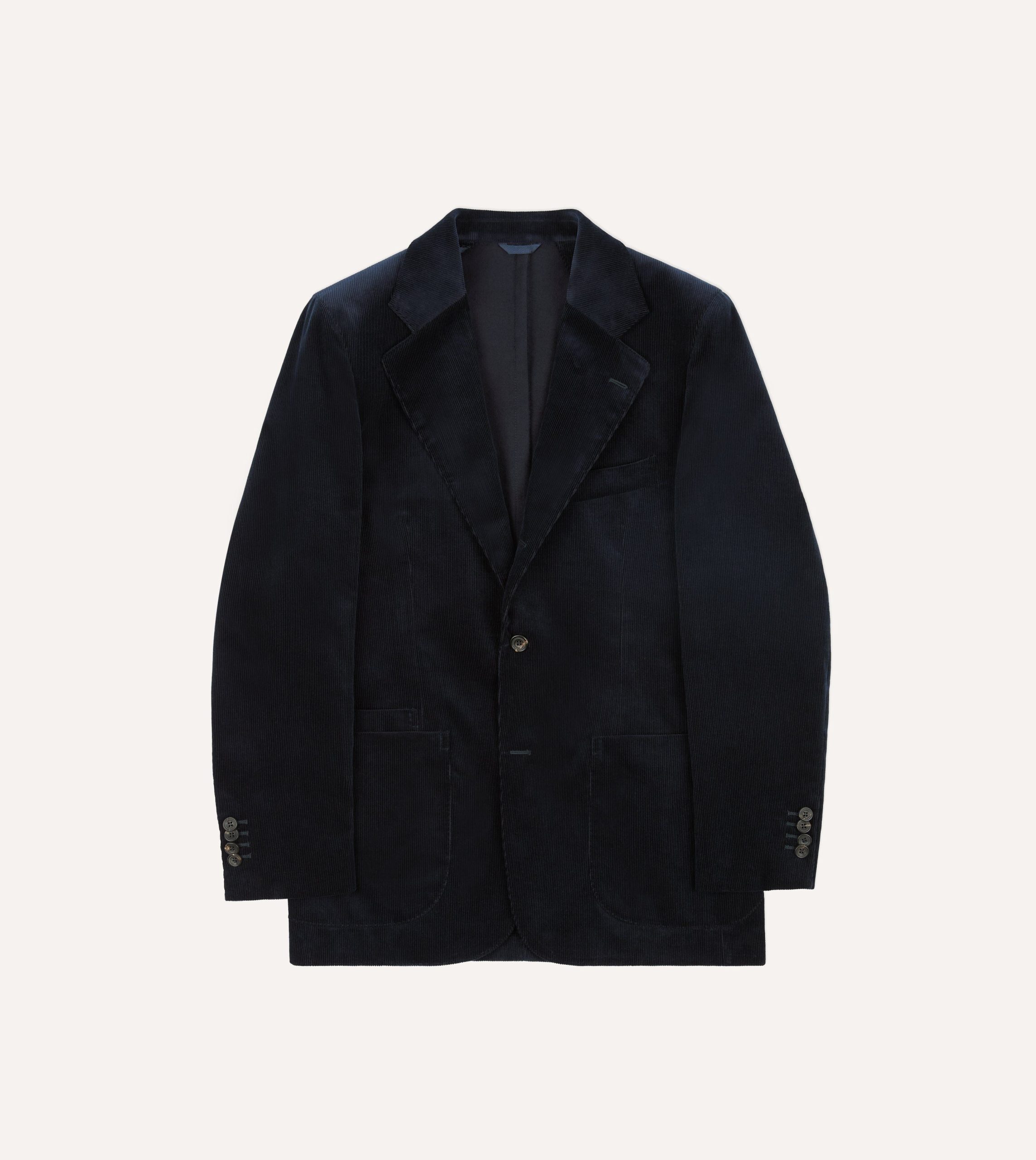 Navy Mid-Wale Cotton Corduroy Tailored Jacket
