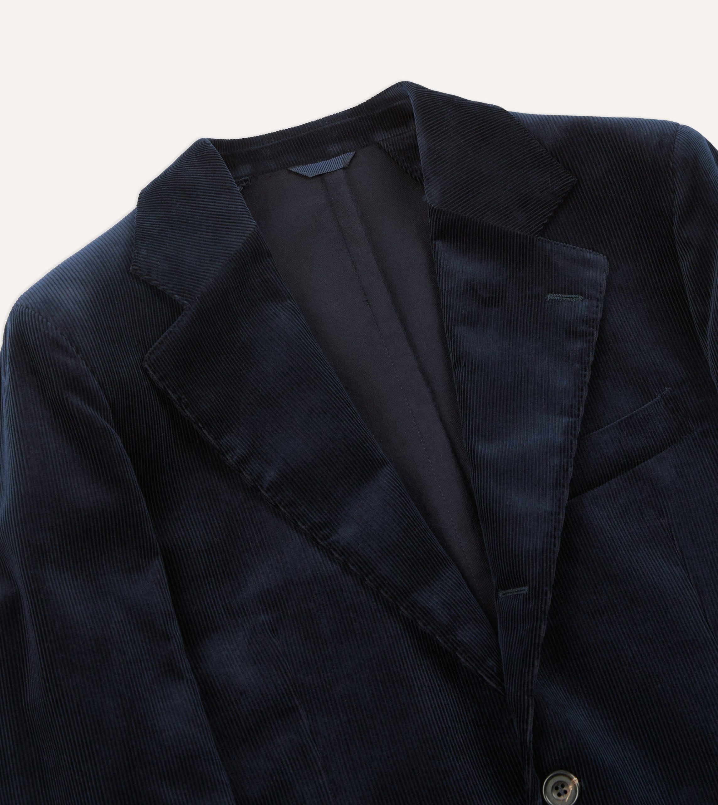 Navy Mid-Wale Cotton Corduroy Tailored Jacket - Image 3