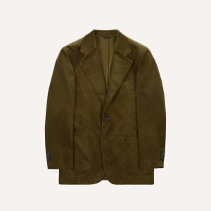 Olive Green Mid-Wale Cotton Corduroy Tailored Jacket