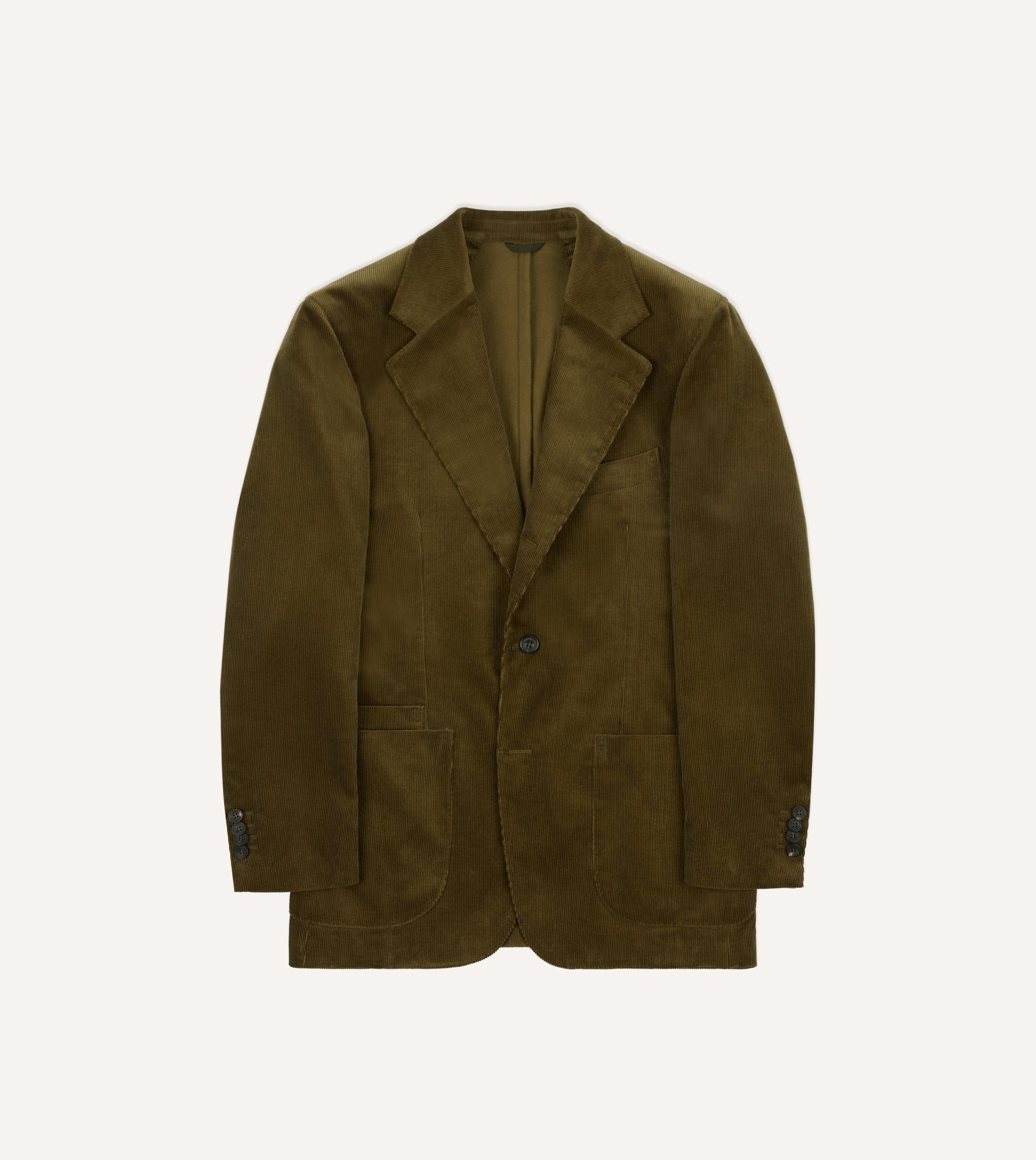 Olive Green Mid-Wale Cotton Corduroy Tailored Jacket