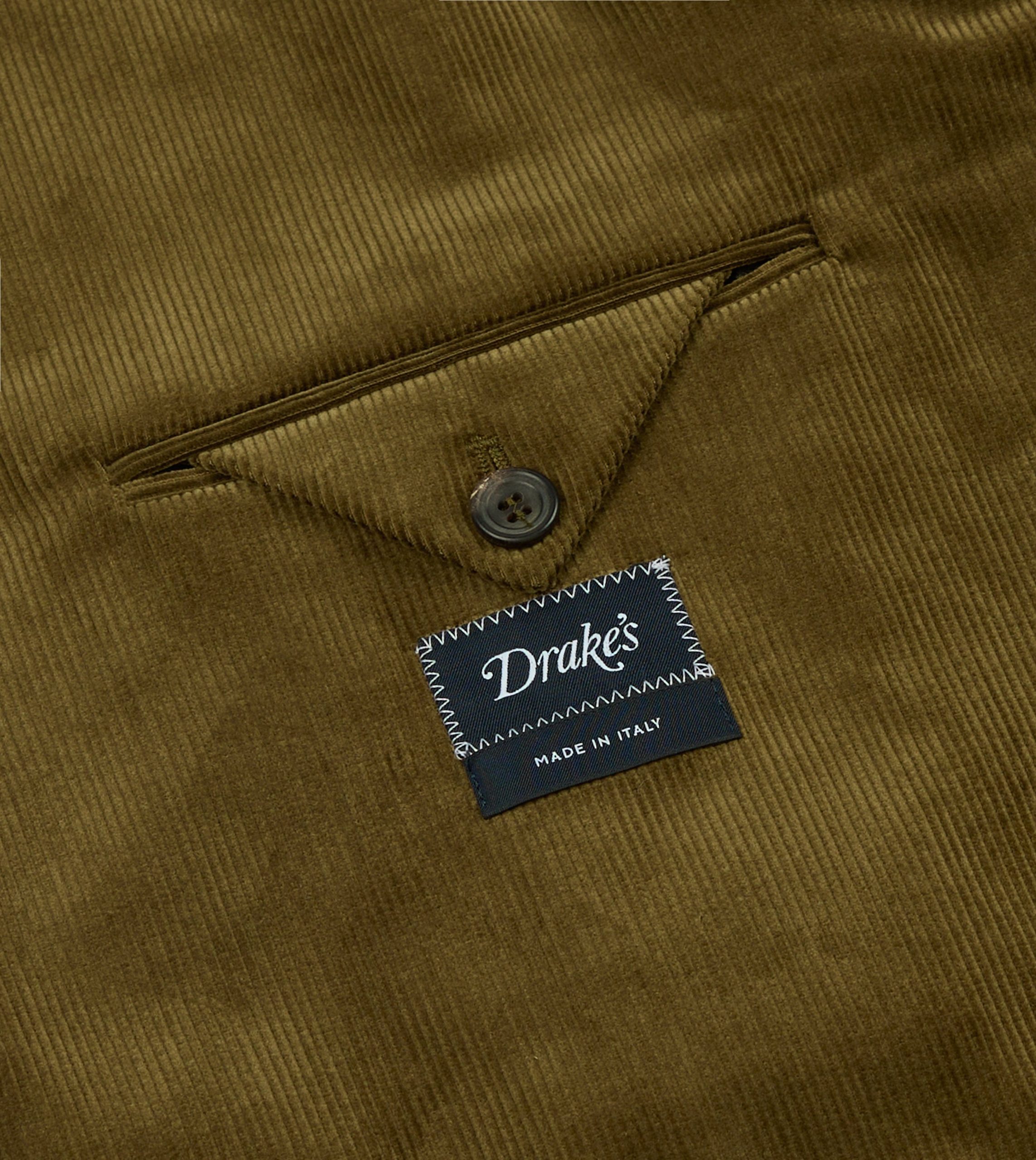 Olive Green Mid-Wale Cotton Corduroy Tailored Jacket - Image 7