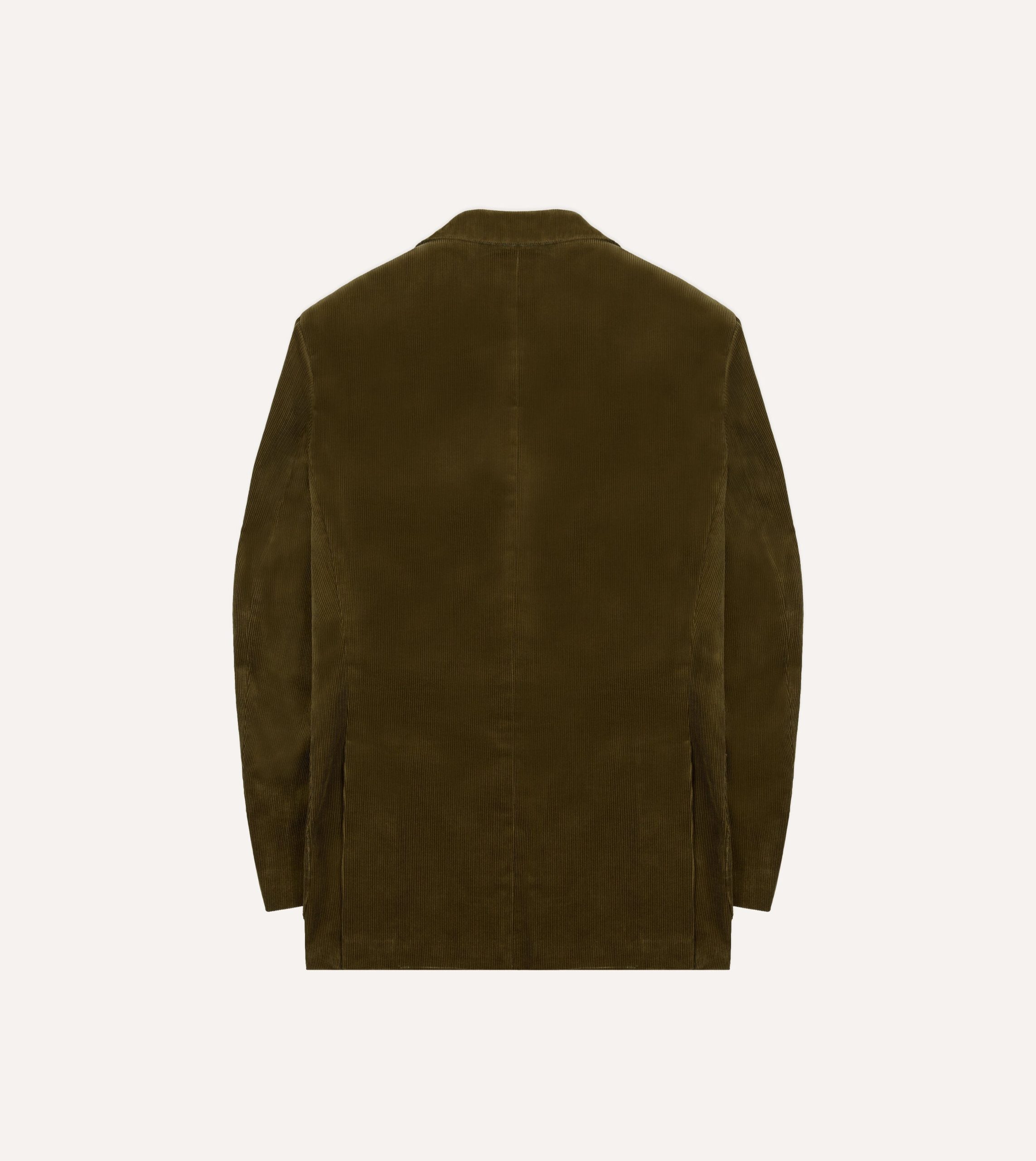 Olive Green Mid-Wale Cotton Corduroy Tailored Jacket - Image 8