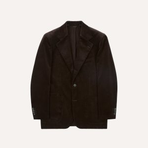 Brown Mid-Wale Cotton Corduroy Tailored Jacket