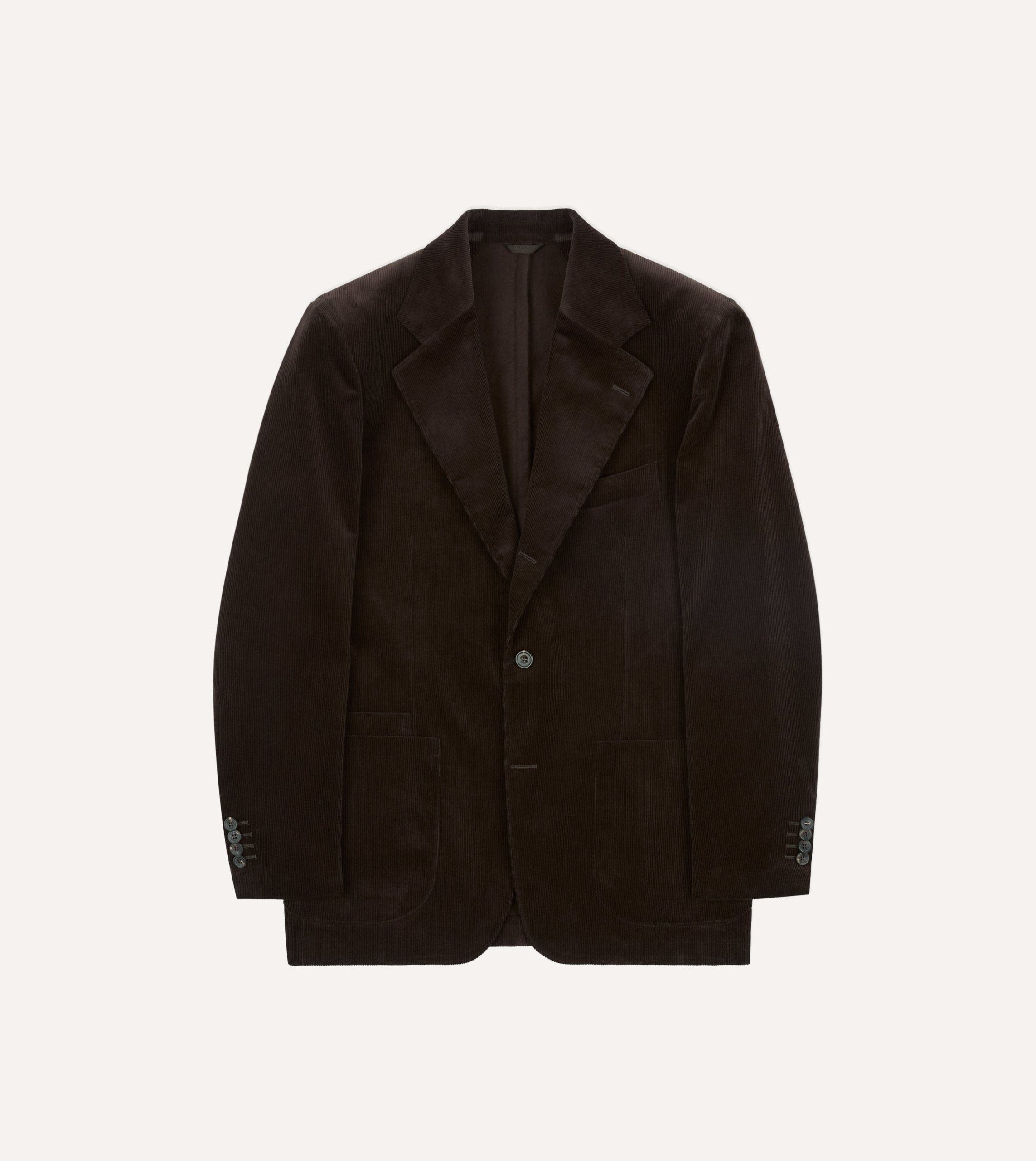 Brown Mid-Wale Cotton Corduroy Tailored Jacket
