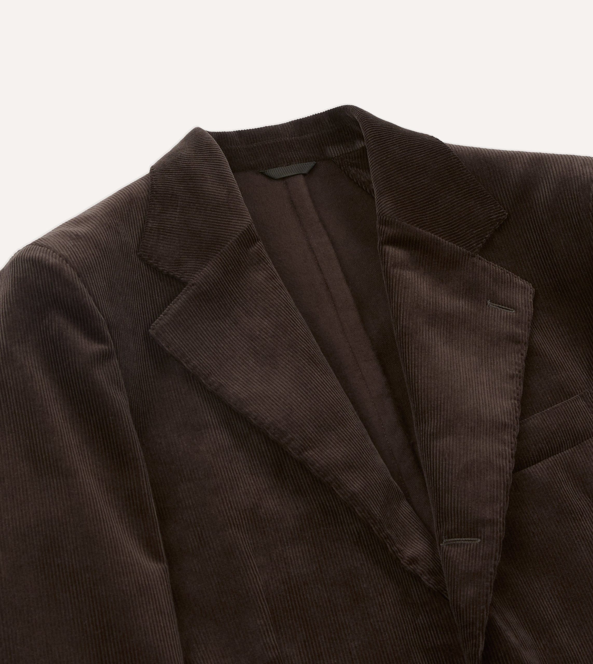 Brown Mid-Wale Cotton Corduroy Tailored Jacket - Image 3