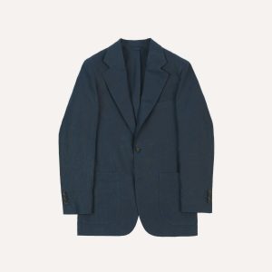 Navy Irish Linen Tailored Jacket