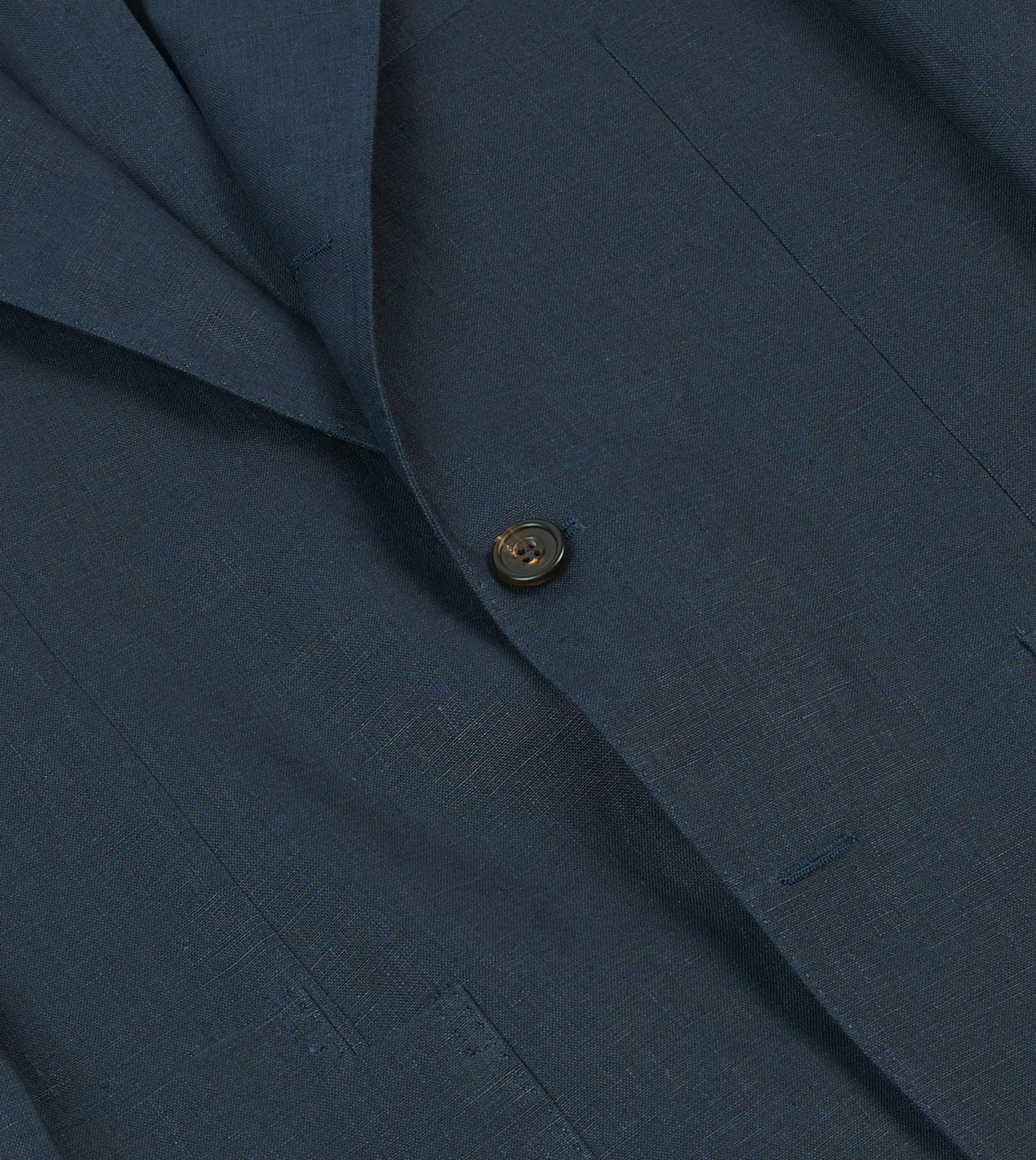 Navy Irish Linen Tailored Jacket - Image 5