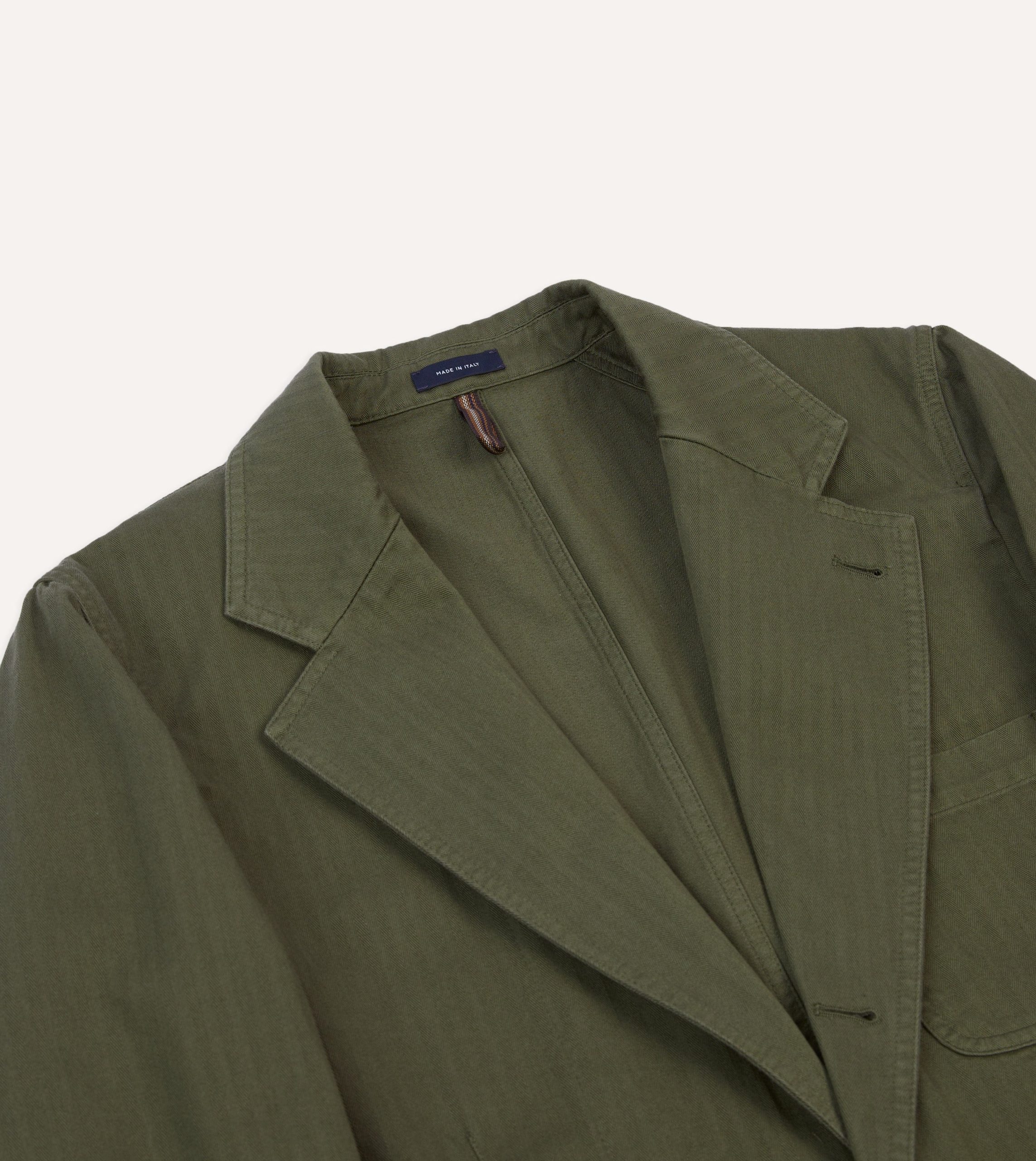 Olive Herringbone Cotton Games Blazer Mk. I - Image 3
