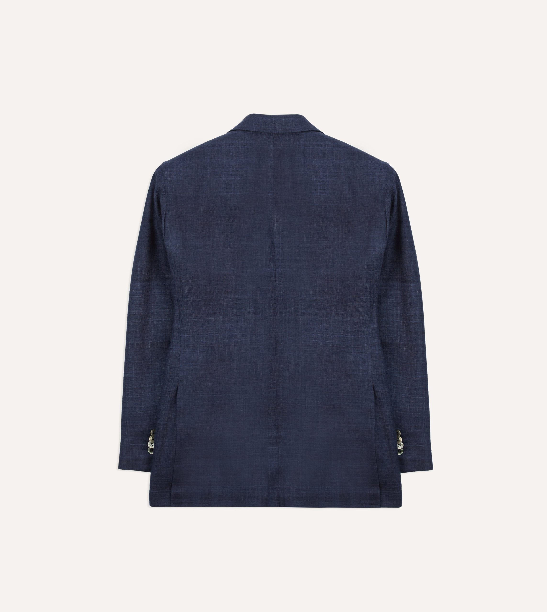 Navy Tussah Silk Double-Breasted Tailored Jacket - Image 8