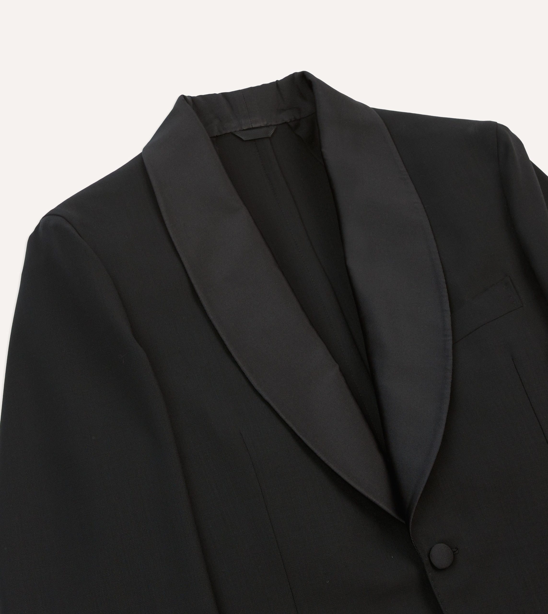 Black Wool Shawl Collar Tuxedo Blazer - Image 3