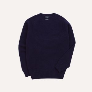Navy Brushed Shetland Crew Neck Jumper