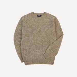 Camel Brushed Shetland Crew Neck Jumper