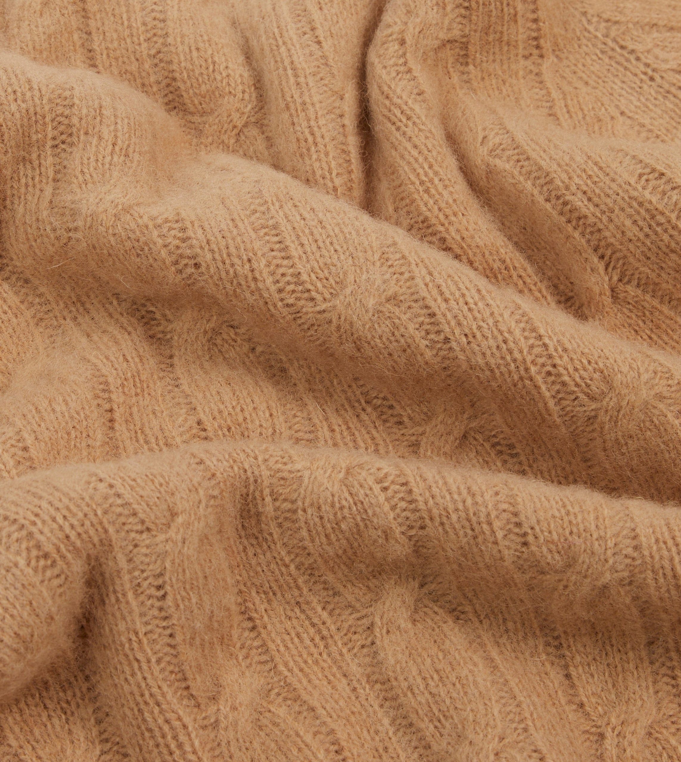 Wheat Brushed Shetland Cable Knit Crew Neck Jumper - Image 2