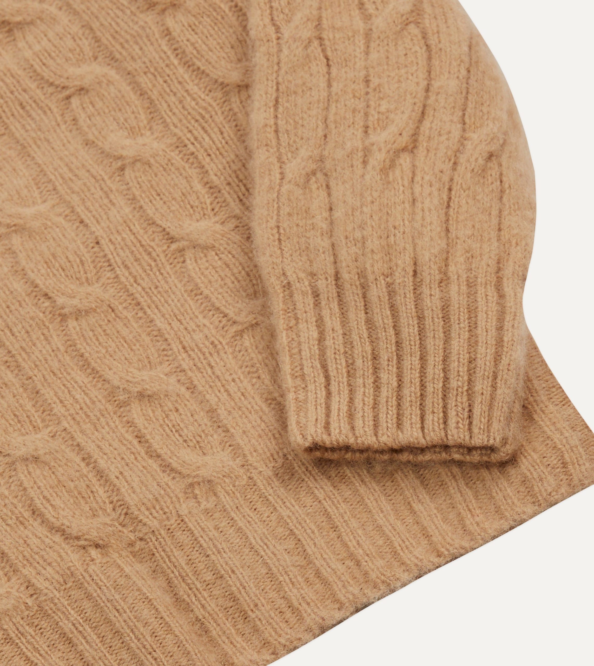 Wheat Brushed Shetland Cable Knit Crew Neck Jumper - Image 4