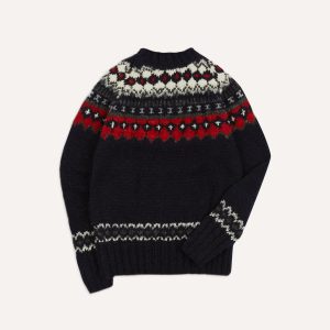 Chamula for Drake's Navy and Red Fairisle Merino Jumper