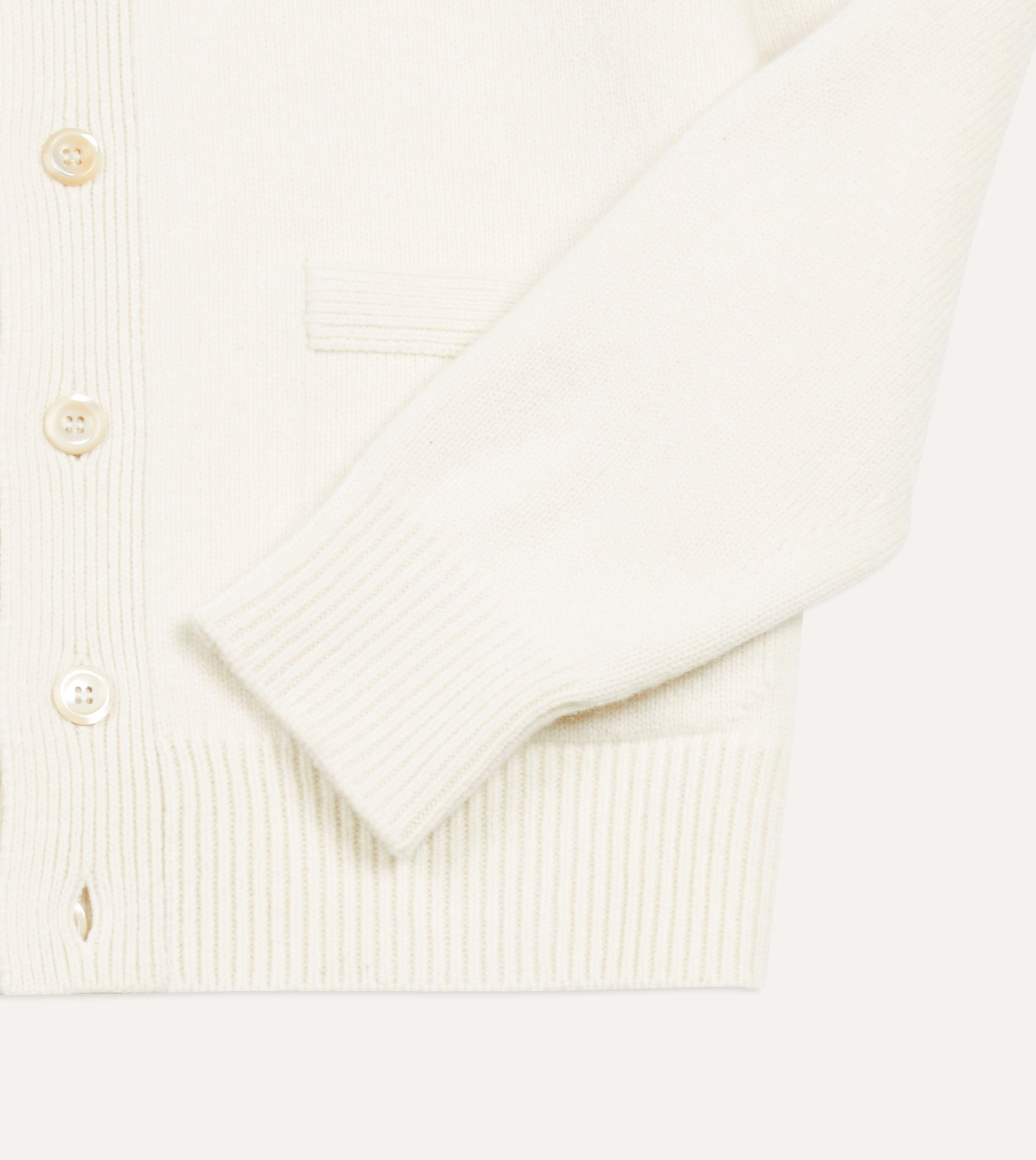 Ecru Lambswool 6 Button Cardigan - Image 5