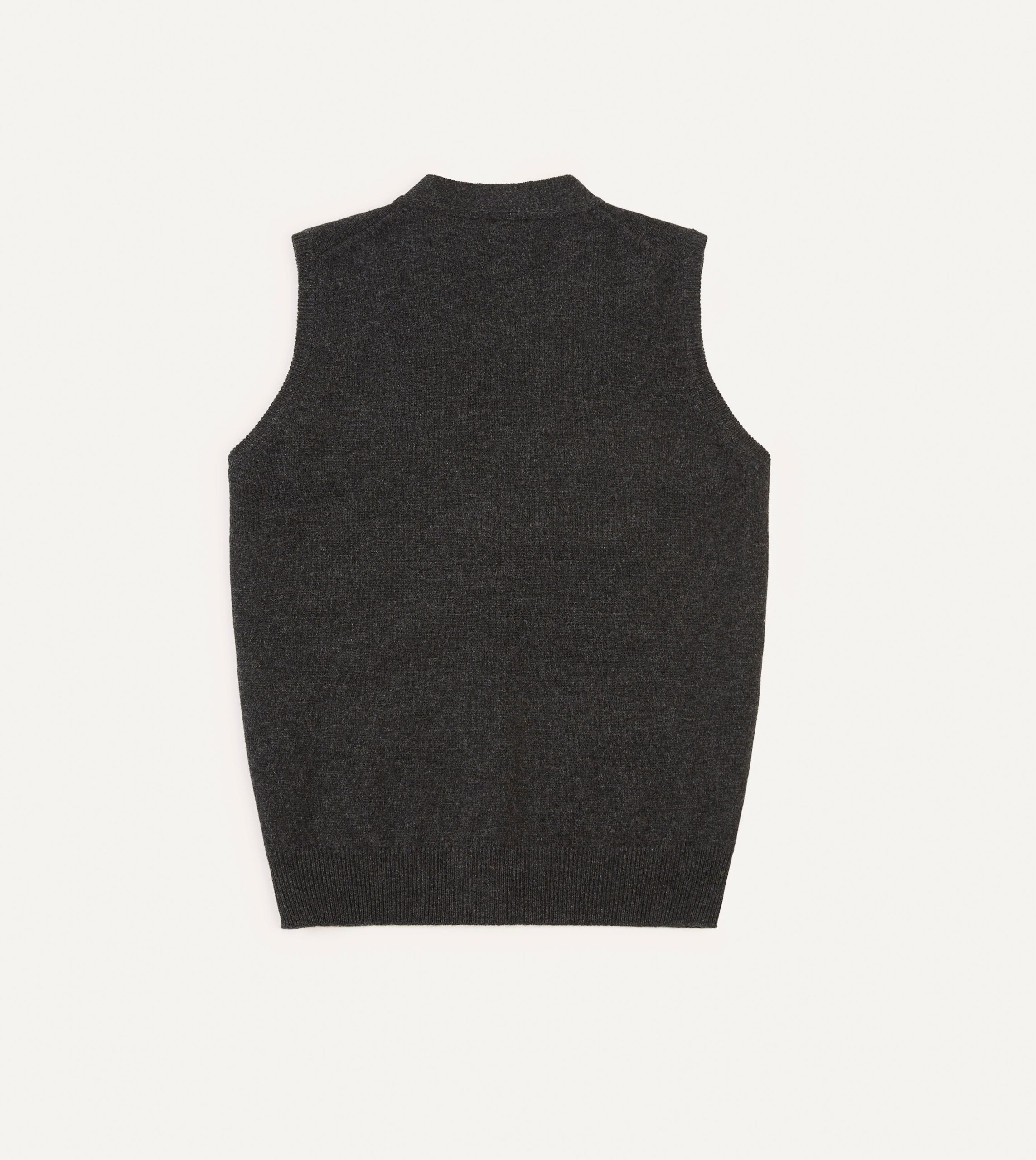 Charcoal Lambswool Sleeveless Cardigan - Image 5