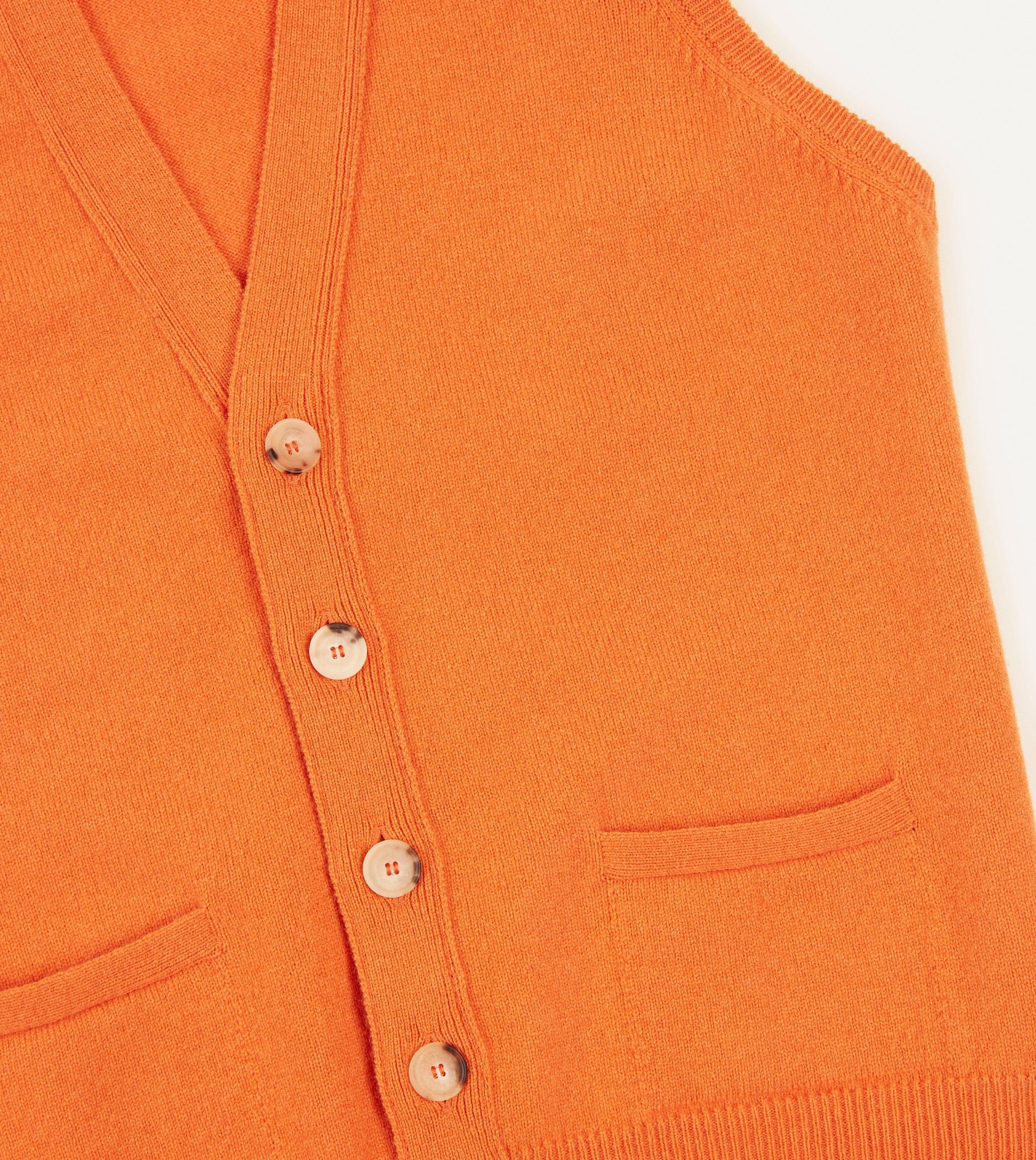 Orange Lambswool Sleeveless Cardigan - Image 4