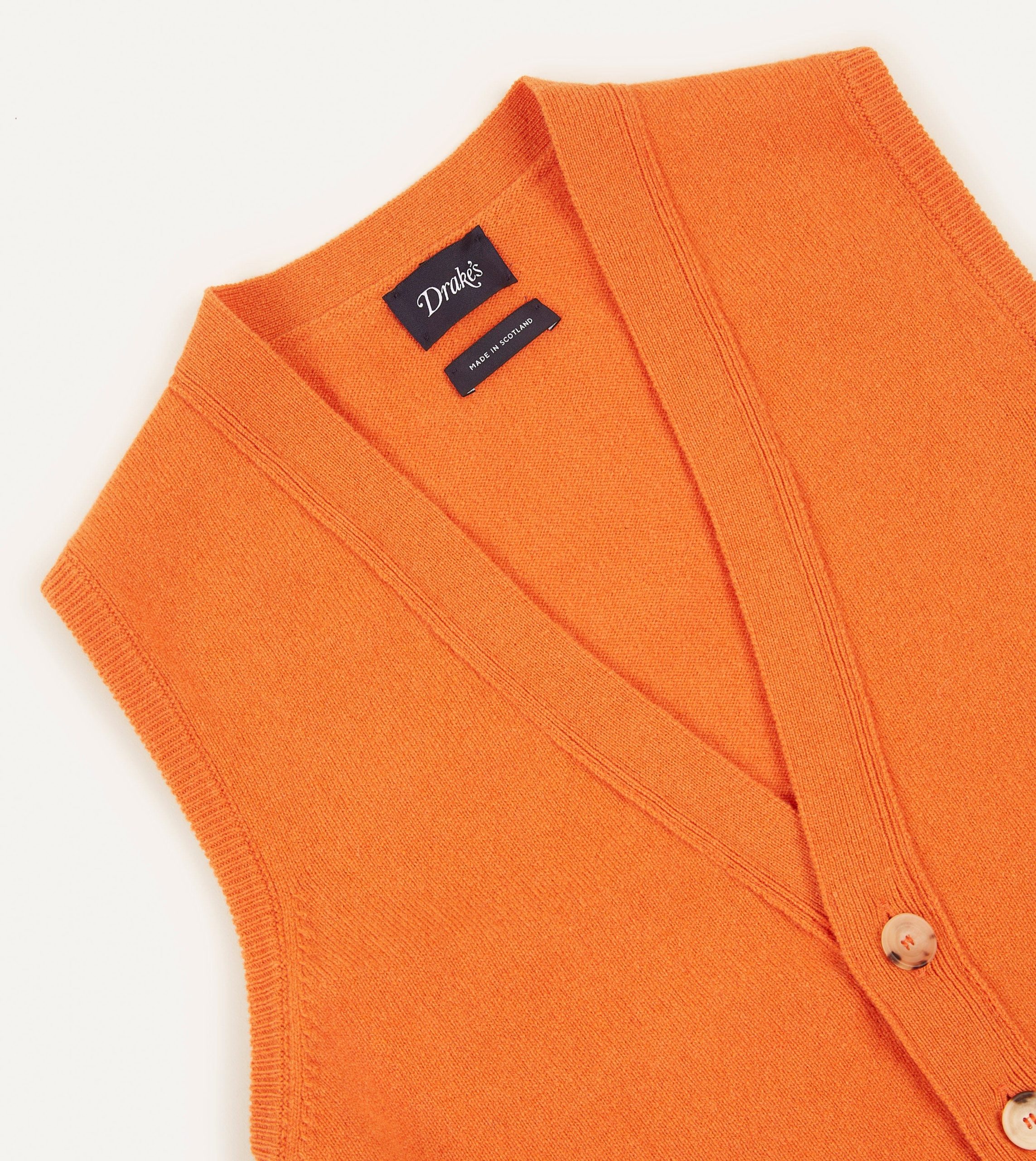 Orange Lambswool Sleeveless Cardigan - Image 3