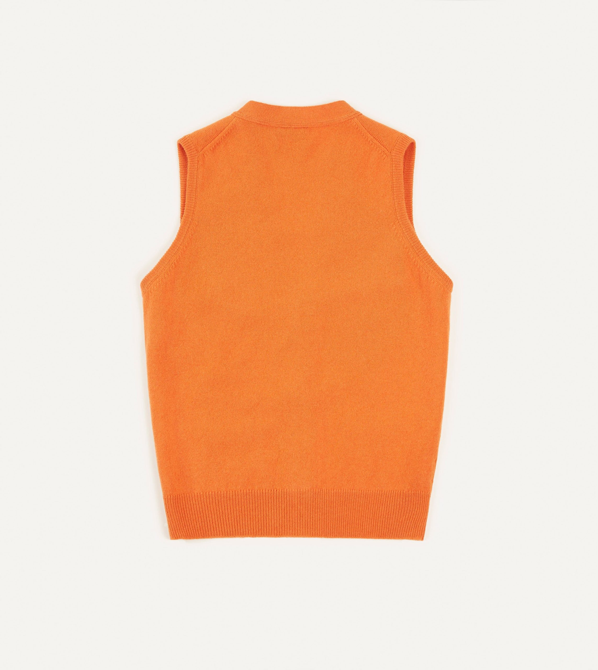 Orange Lambswool Sleeveless Cardigan - Image 5