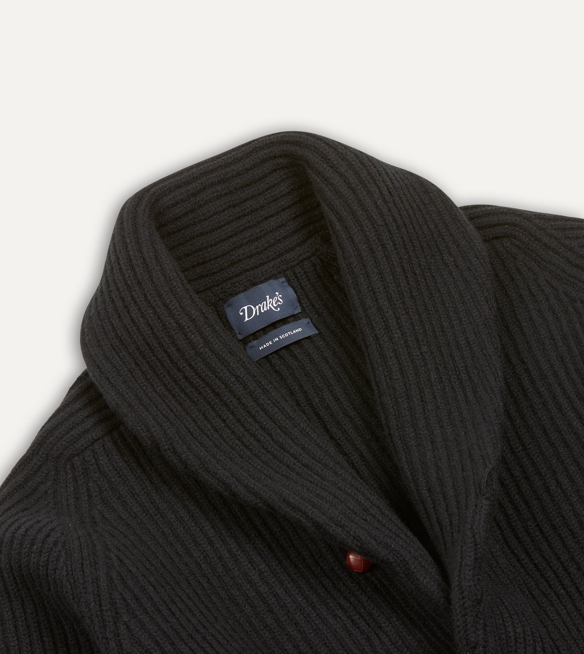 Black Lambswool Shawl Collar Cardigan - Image 3