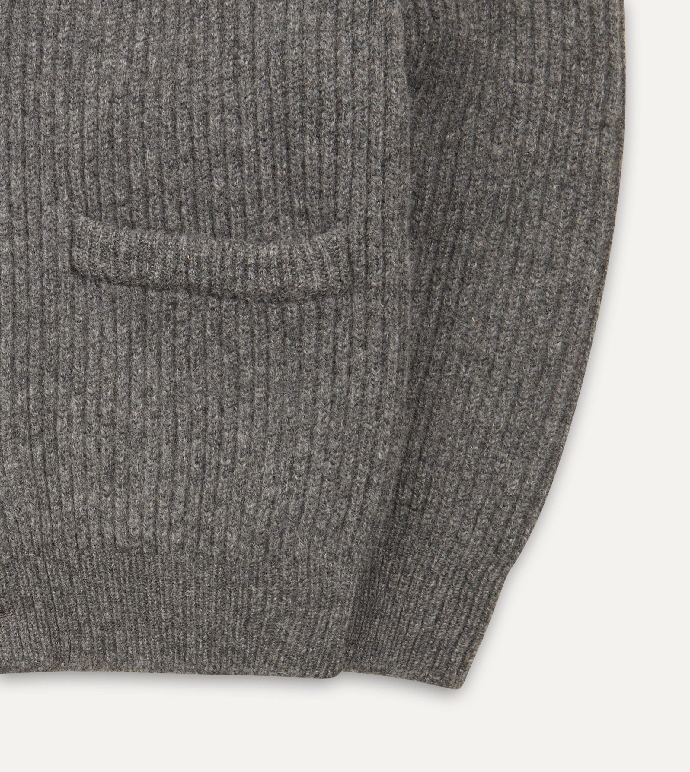 Grey Lambswool Shawl Collar Cardigan - Image 5