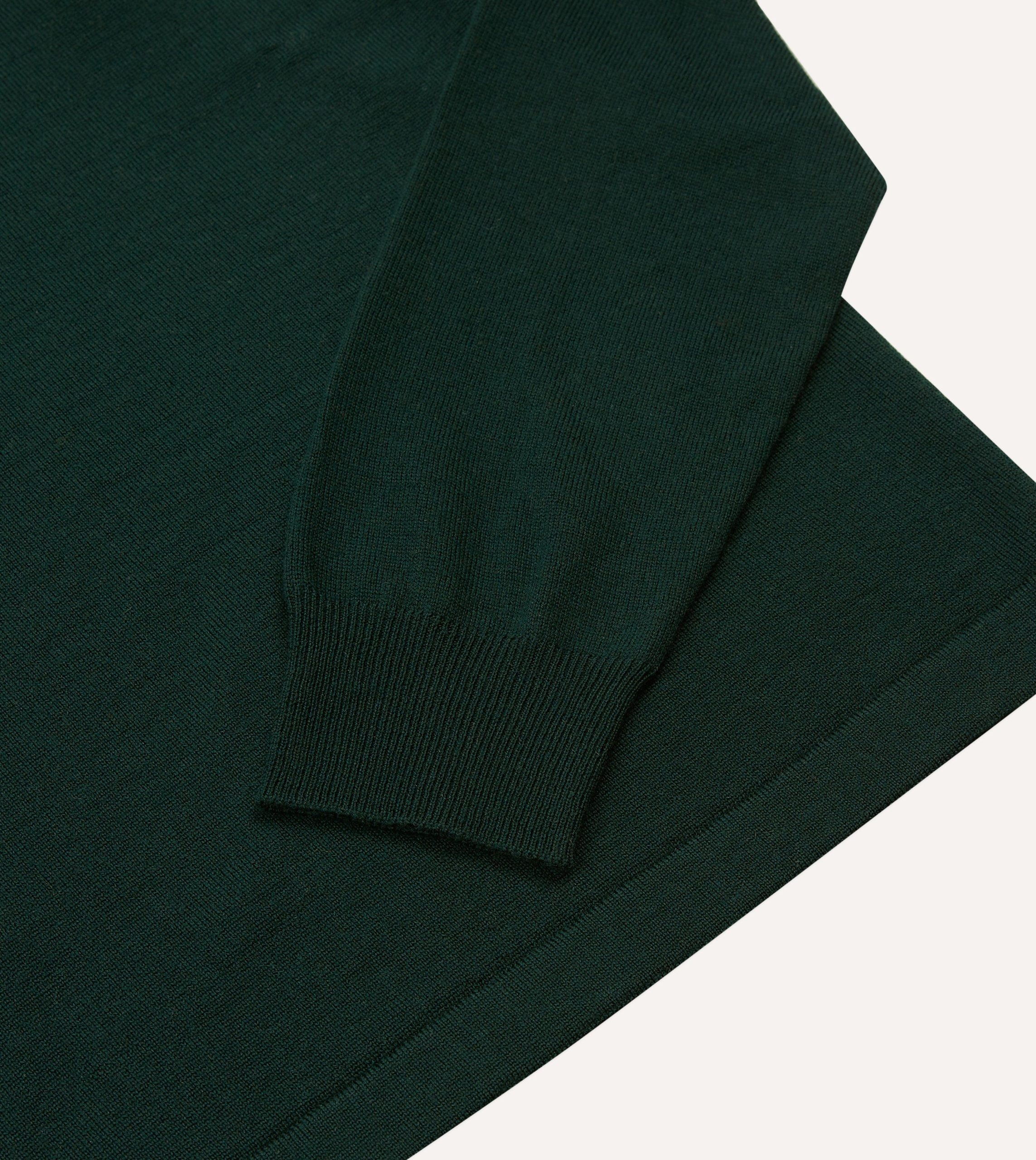 Green Merino Wool Knitted Rugby Shirt - Image 4
