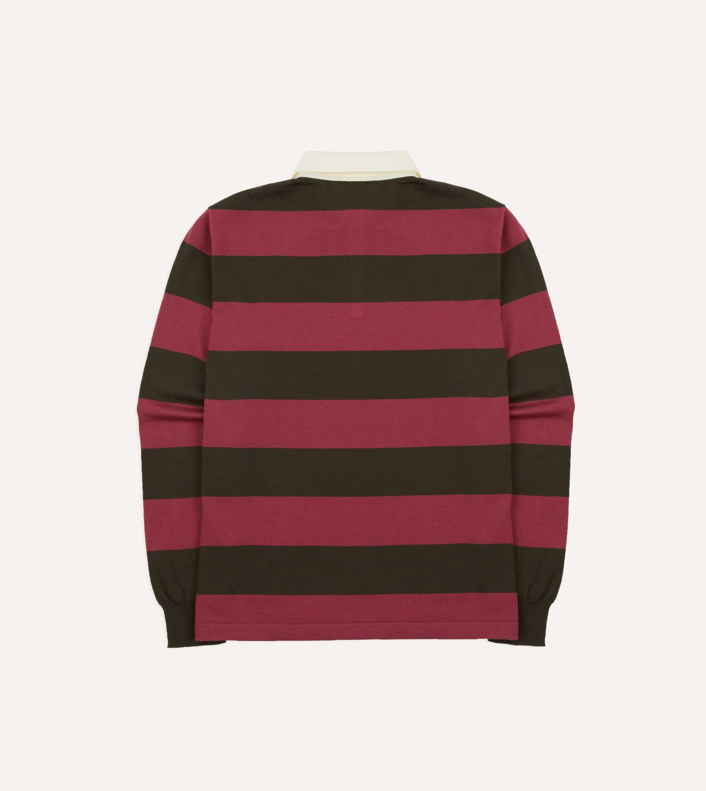 Pink and Olive Block Stripe Knitted Rugby Shirt - Image 5