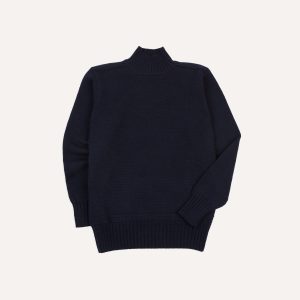 Navy Heavyweight Mock Neck Jumper
