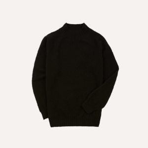 Black Brushed Shetland Mock Neck Jumper