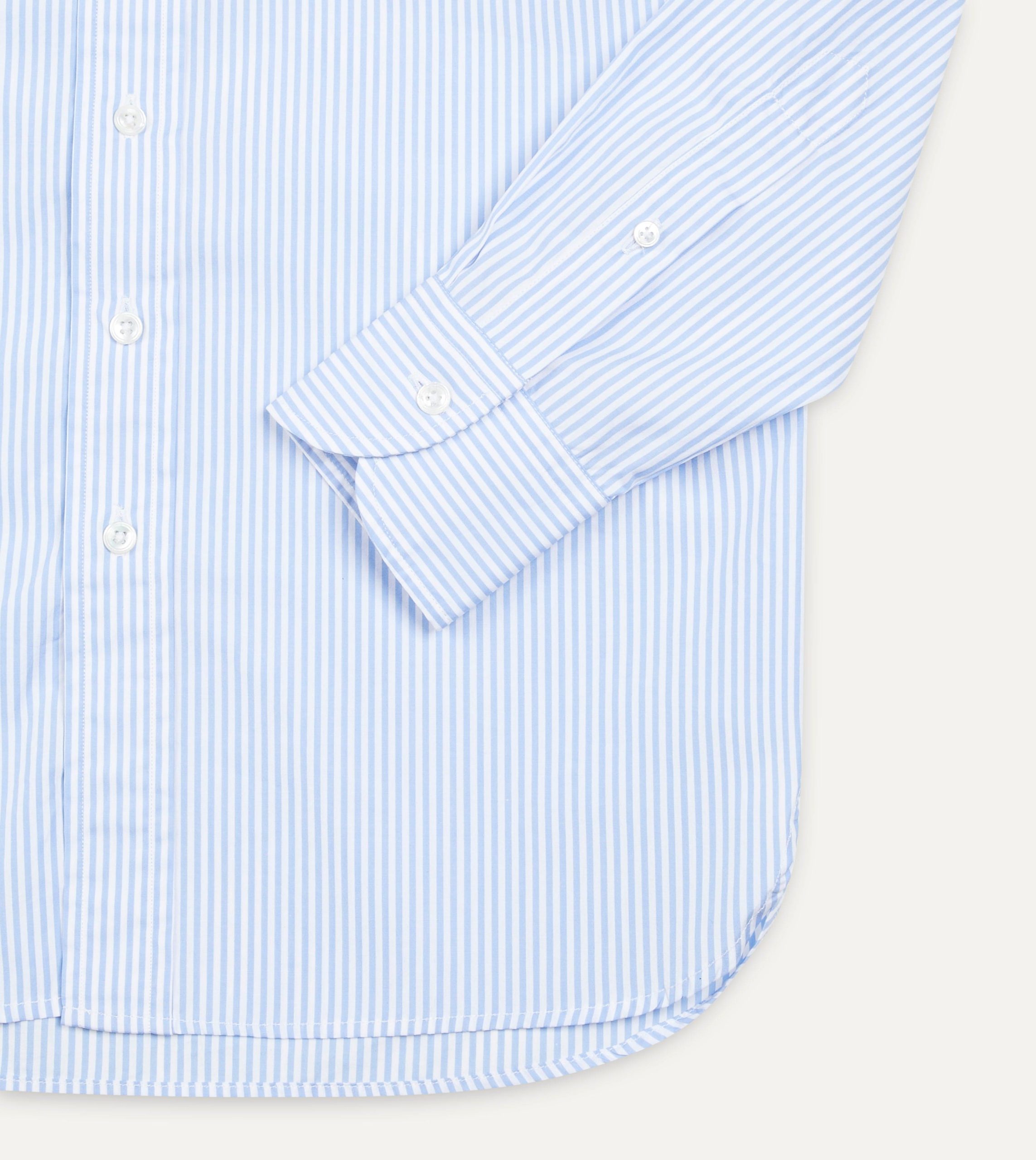 Light Blue Bengal Stripe Cotton Poplin Button-Down Shirt - Image 5