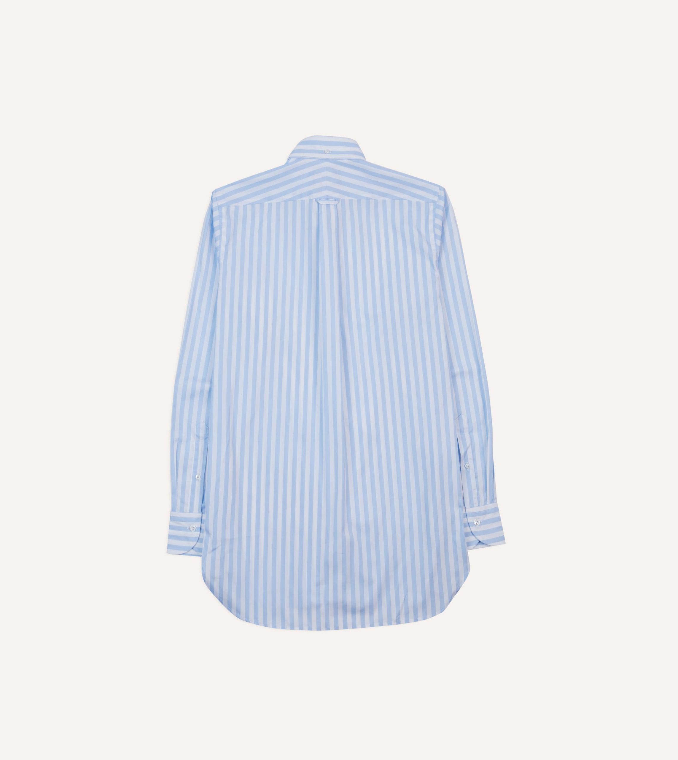 Blue Broad Stripe Cotton Poplin Button-Down Shirt - Image 6