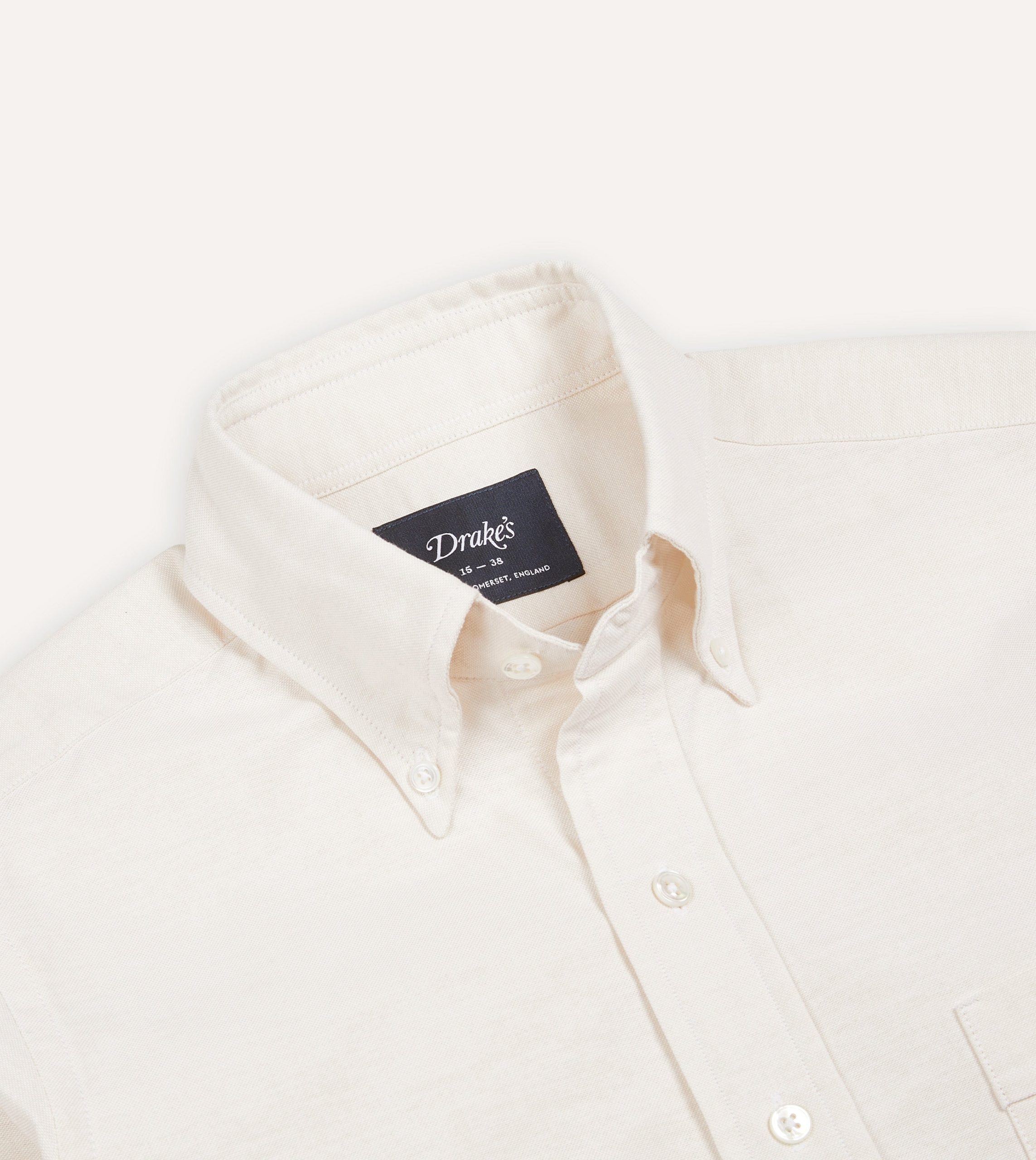 Cream Cotton Oxford Cloth Button-Down Shirt - Image 3
