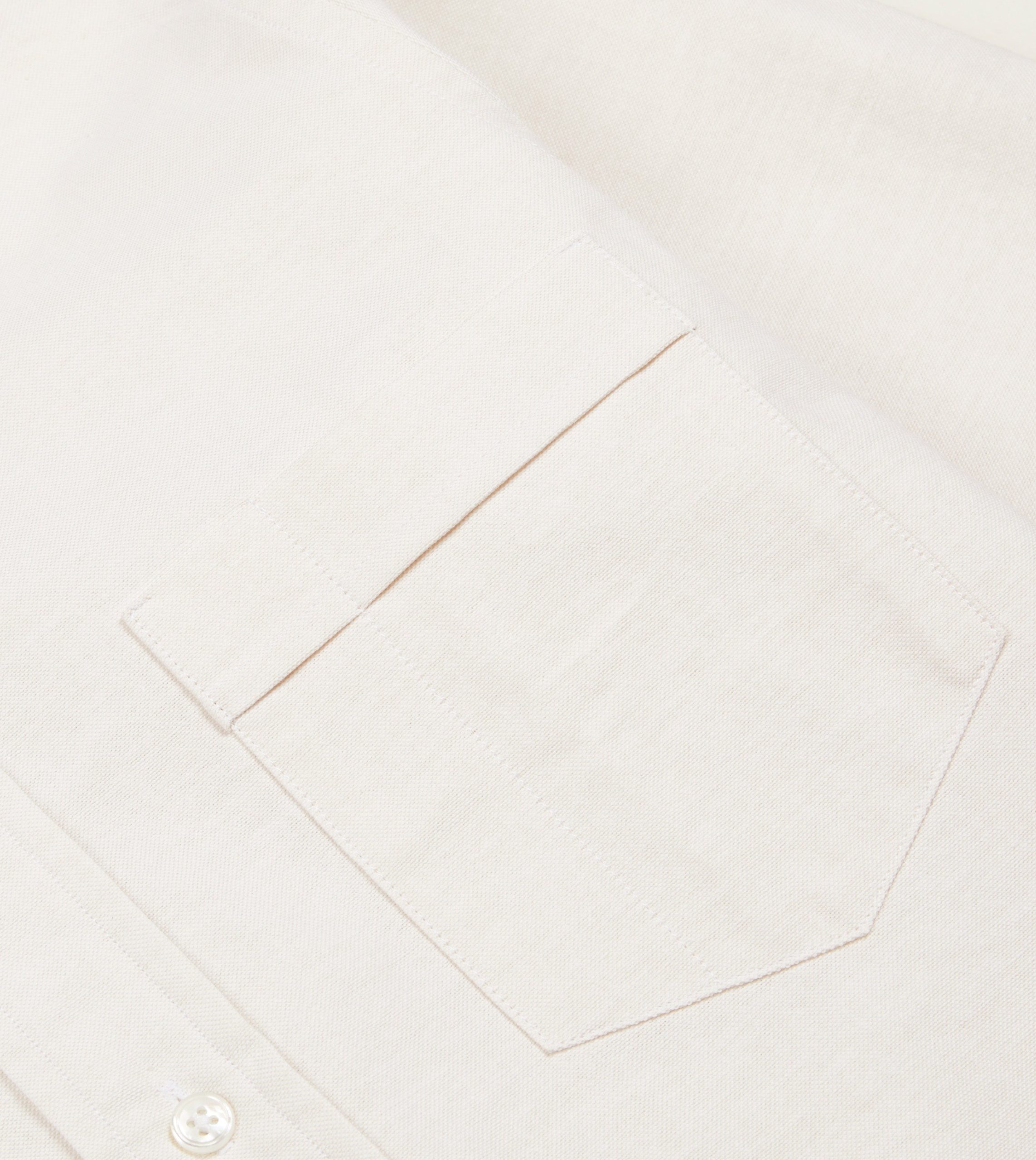 Cream Cotton Oxford Cloth Button-Down Shirt - Image 4