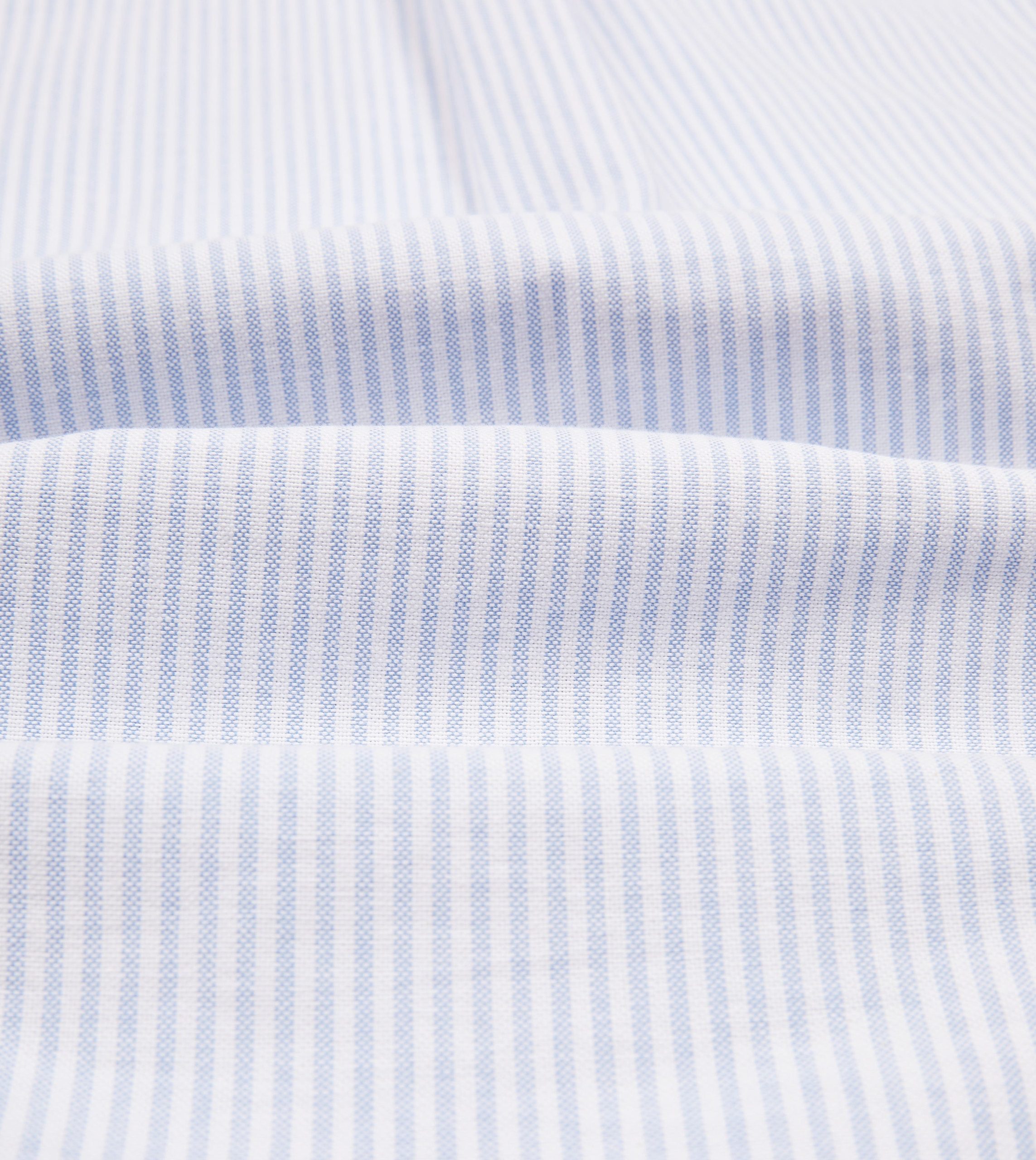 Light Blue Ticking Stripe Cotton Oxford Cloth Button-Down Shirt - Image 2