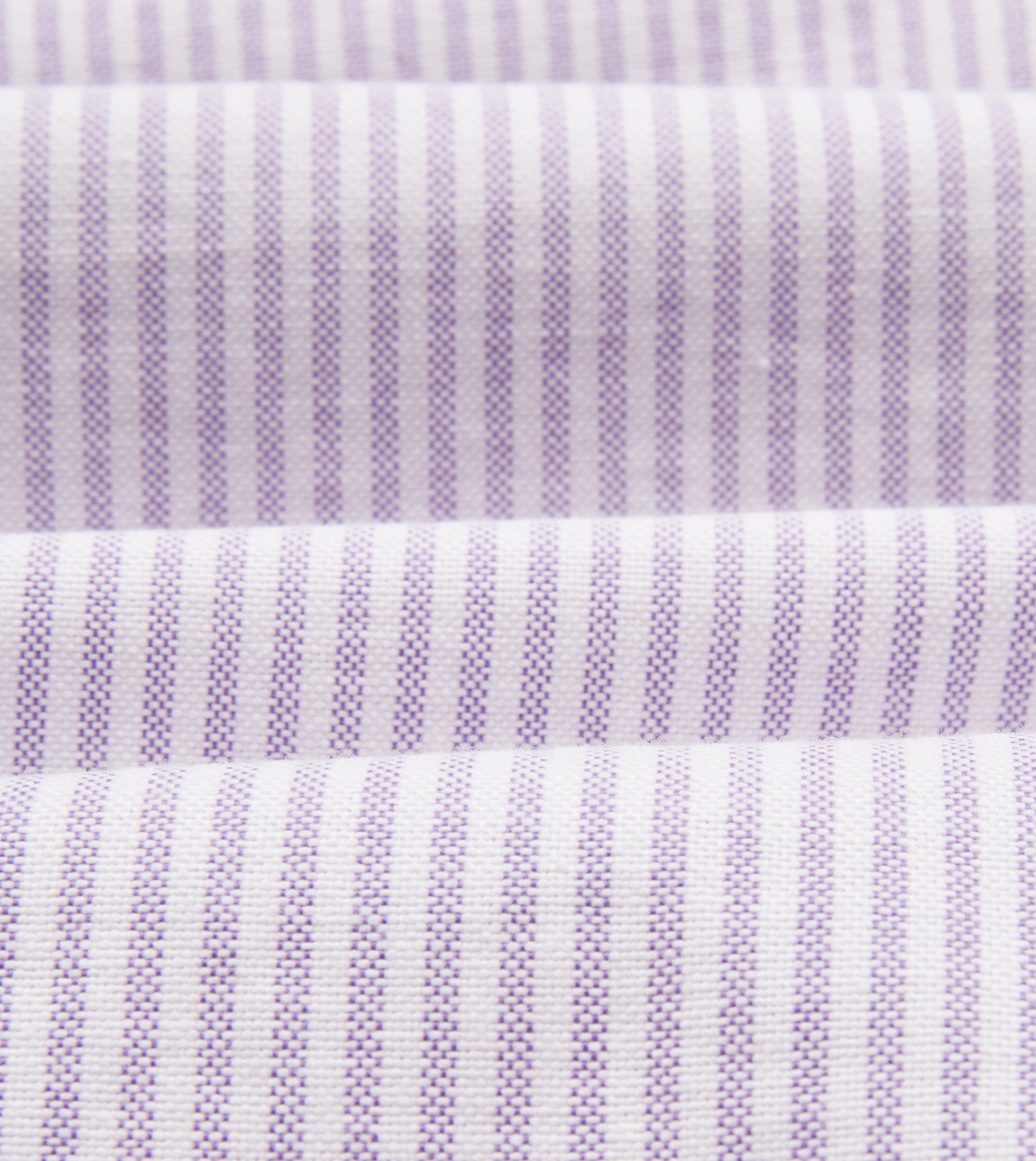 Lilac Ticking Stripe Cotton Oxford Cloth Button-Down Shirt - Image 2