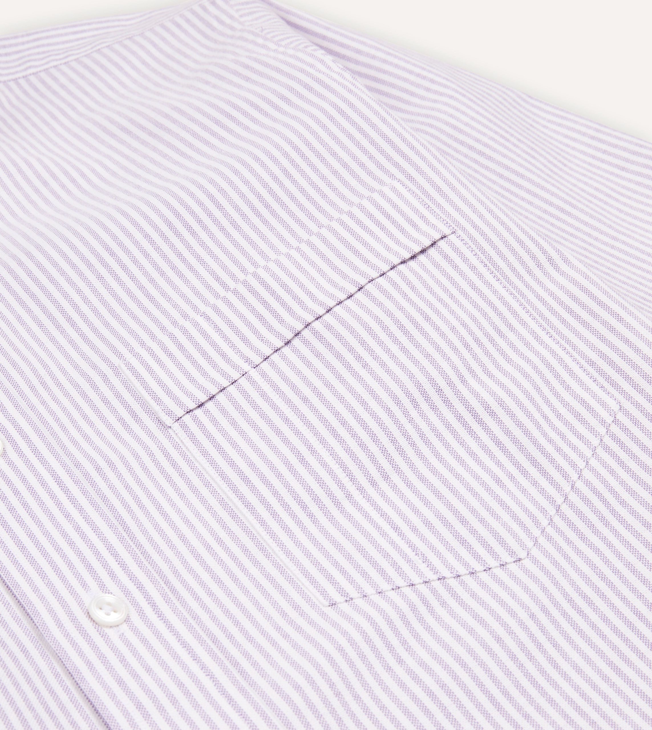 Lilac Ticking Stripe Cotton Oxford Cloth Button-Down Shirt - Image 4