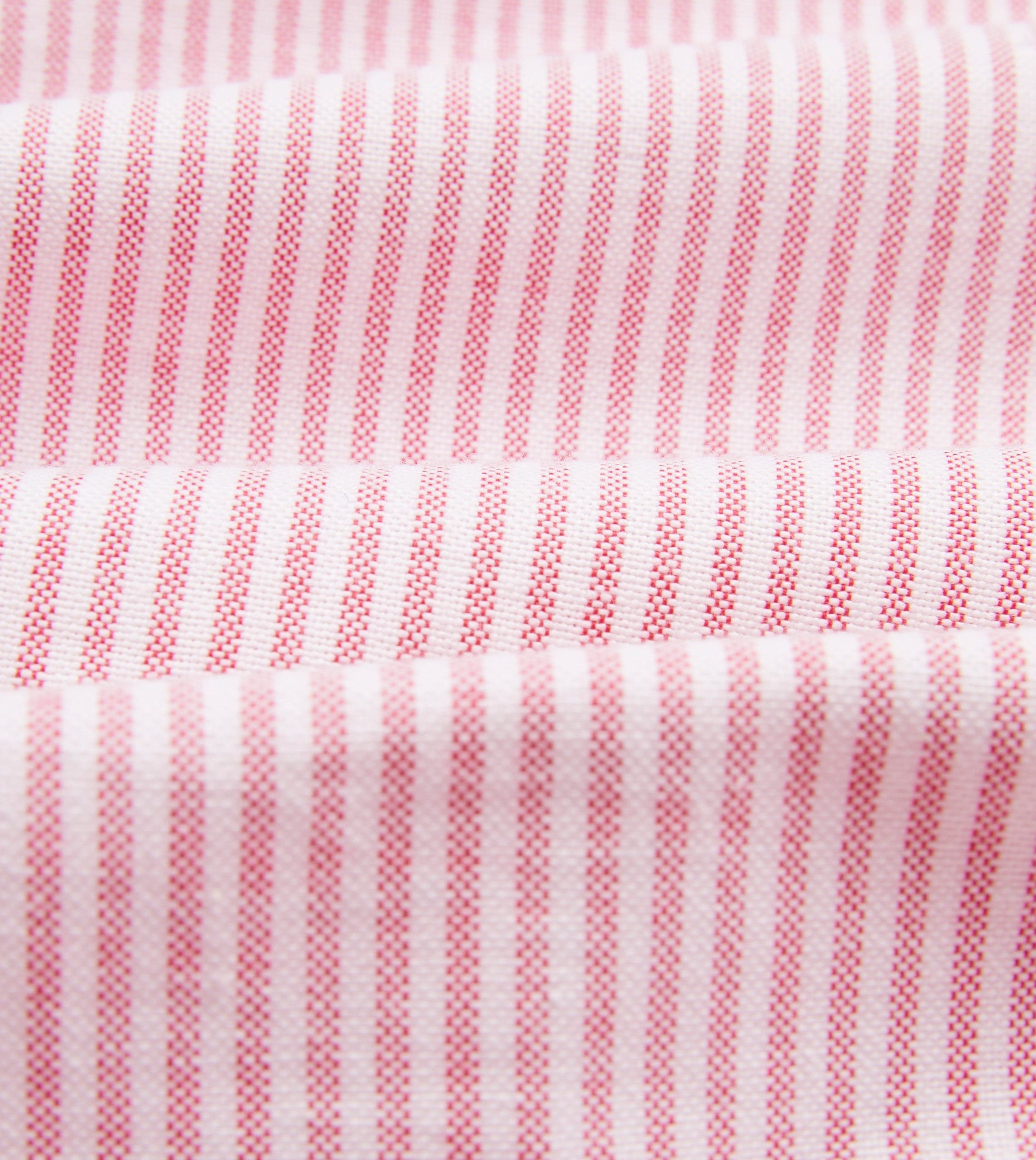 Pink Ticking Stripe Cotton Oxford Cloth Button-Down Shirt - Image 2