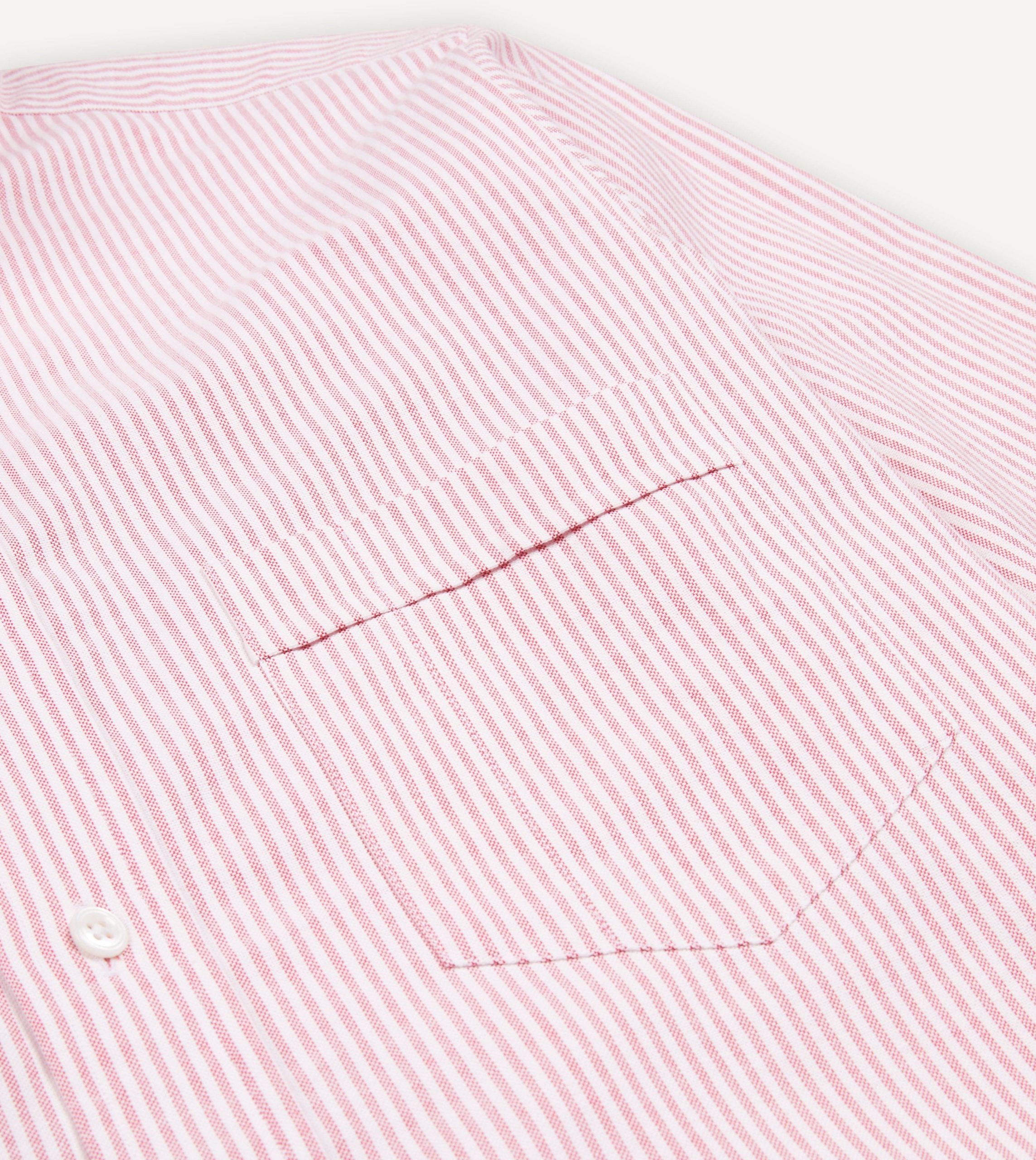 Pink Ticking Stripe Cotton Oxford Cloth Button-Down Shirt - Image 4