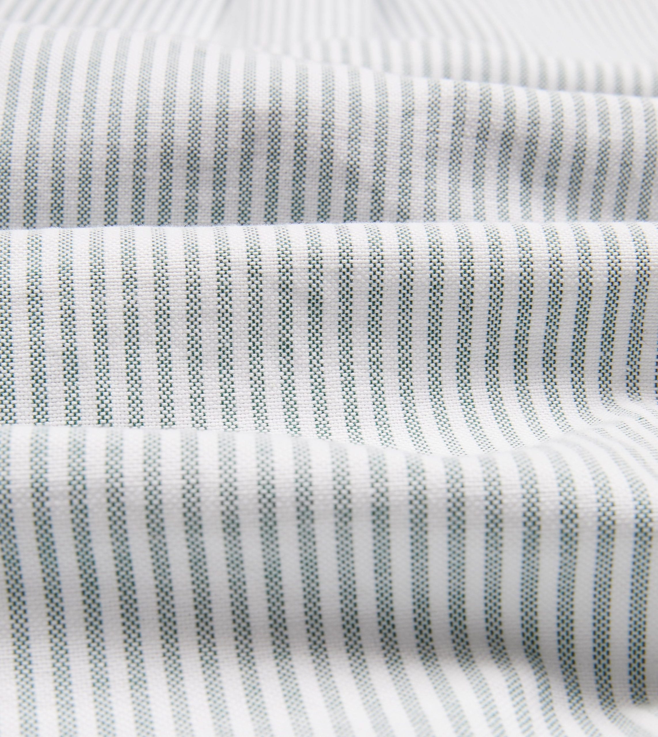 Light Green Ticking Stripe Cotton Oxford Cloth Button-Down Shirt - Image 2