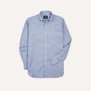 Navy Pinpoint Oxford Cotton Cloth Button-Down Shirt