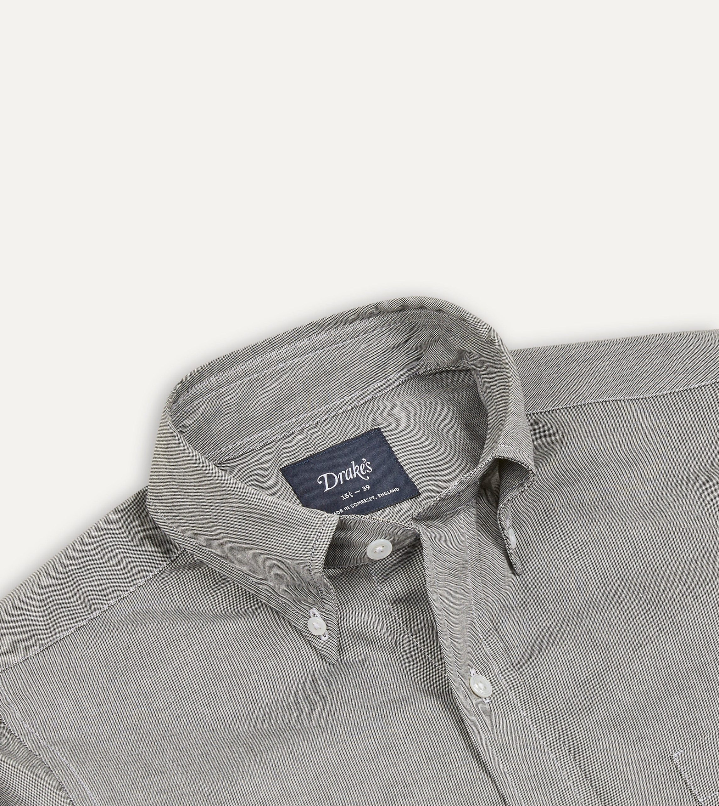 Grey Pinpoint Oxford Cotton Cloth Button-Down Shirt - Image 3
